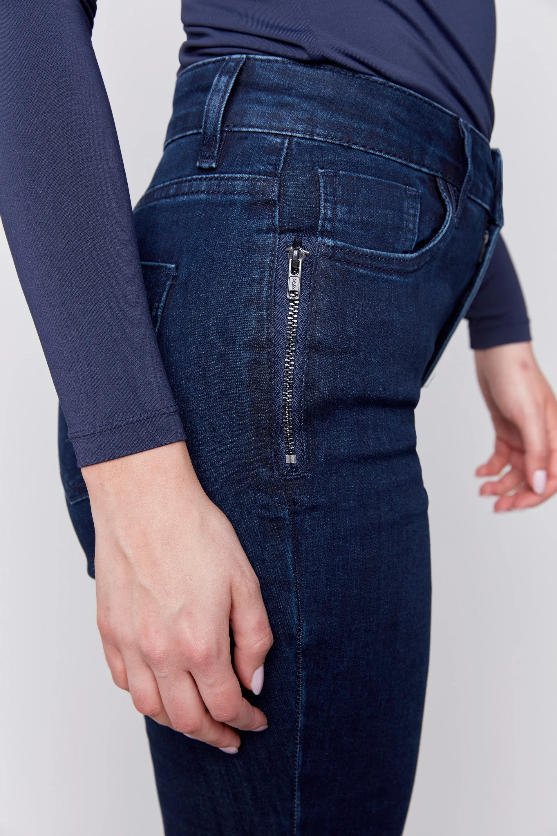 Skinny Jeans with Zipper Pocket Detail - Blue Black sold by Charlie B product image thumbnail 2