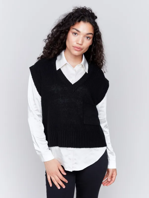 Soft Touch Sweater Vest - Black sold by Charlie B