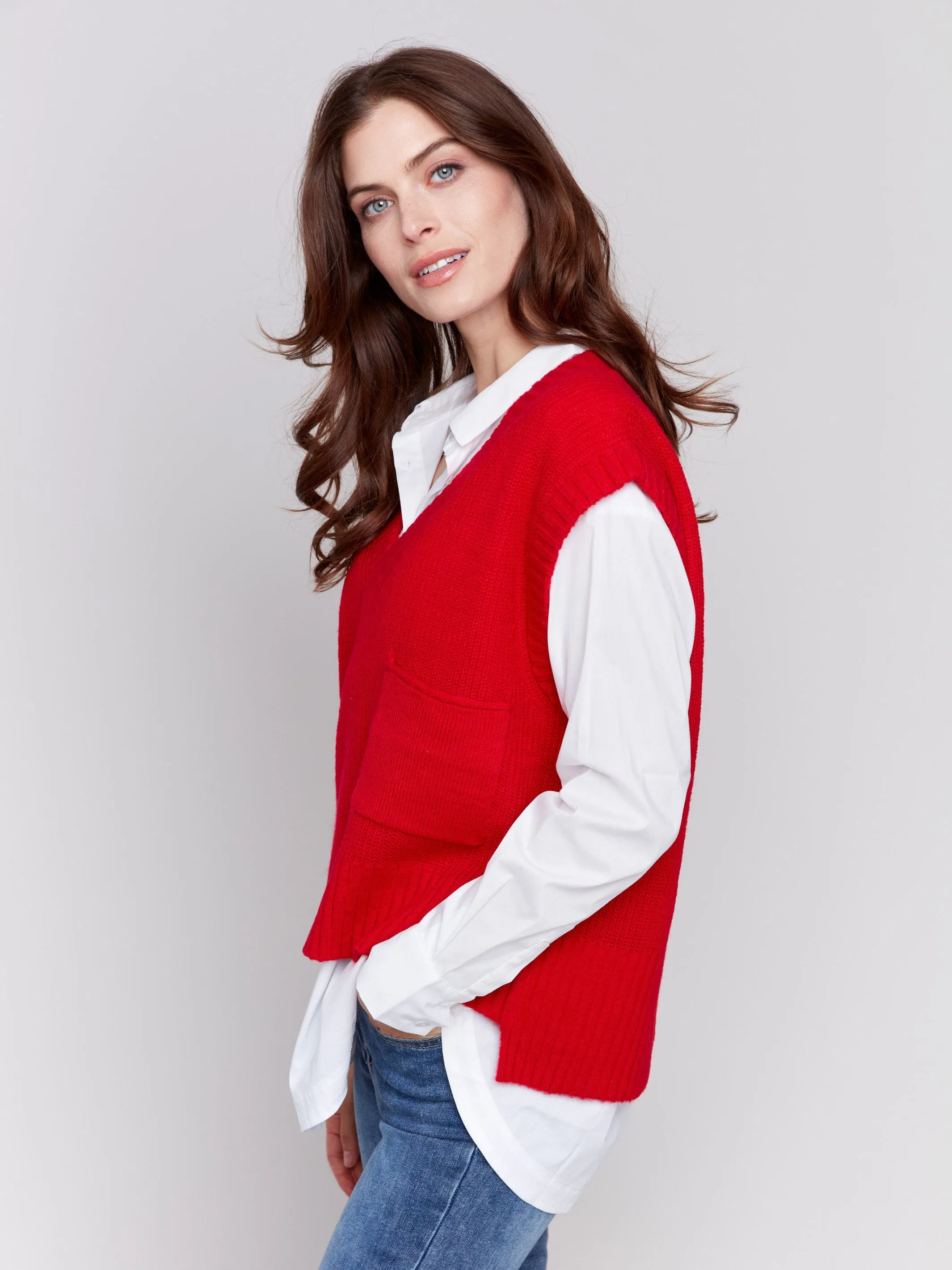 Soft Touch Sweater Vest - Cranberry sold by Charlie B product image thumbnail 2