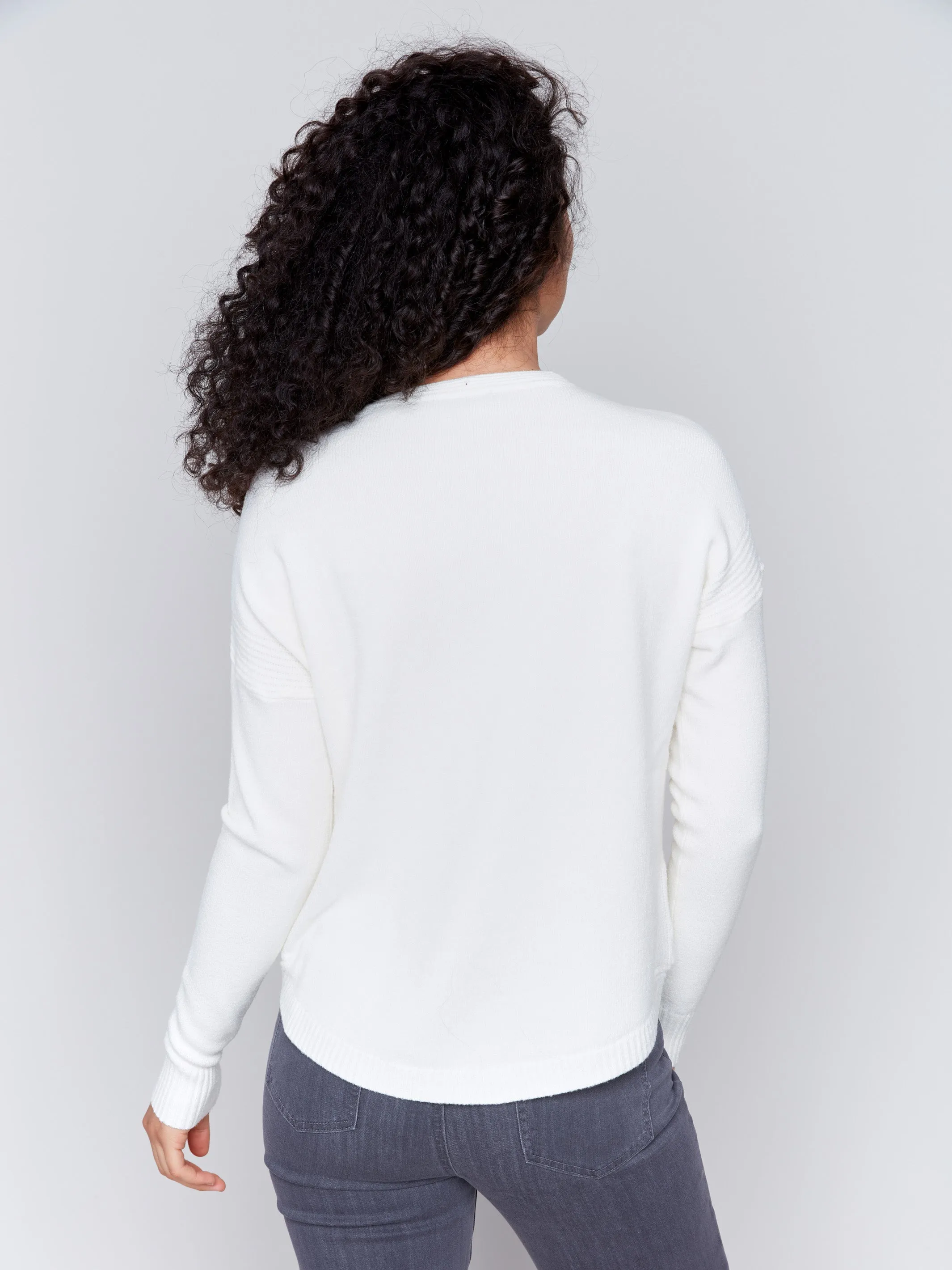 Sweater with Removable Scarf - Ecru sold by Charlie B product image thumbnail 5