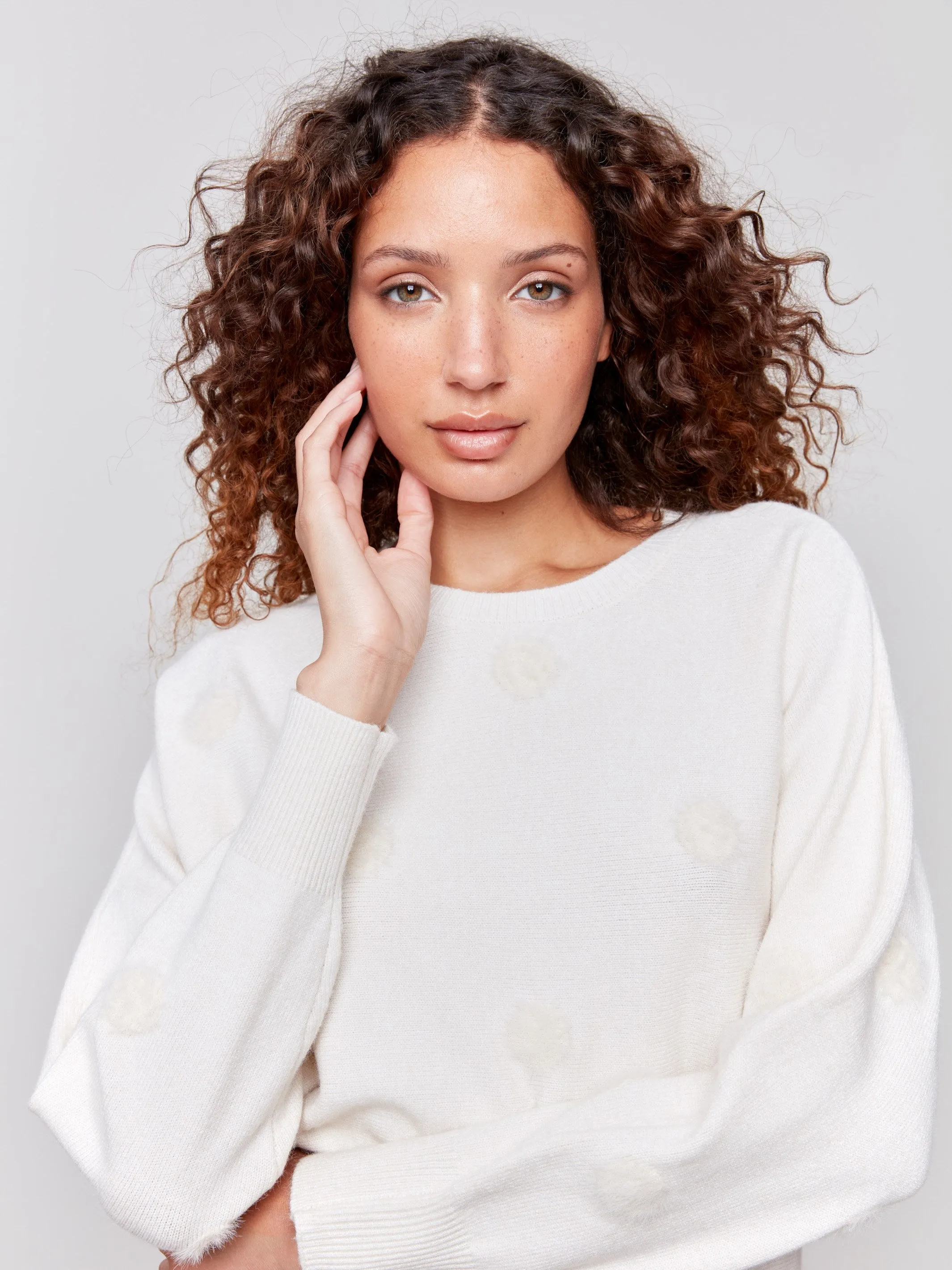 Faux Fur Polka Dot Sweater - Natural sold by Charlie B product image thumbnail 2