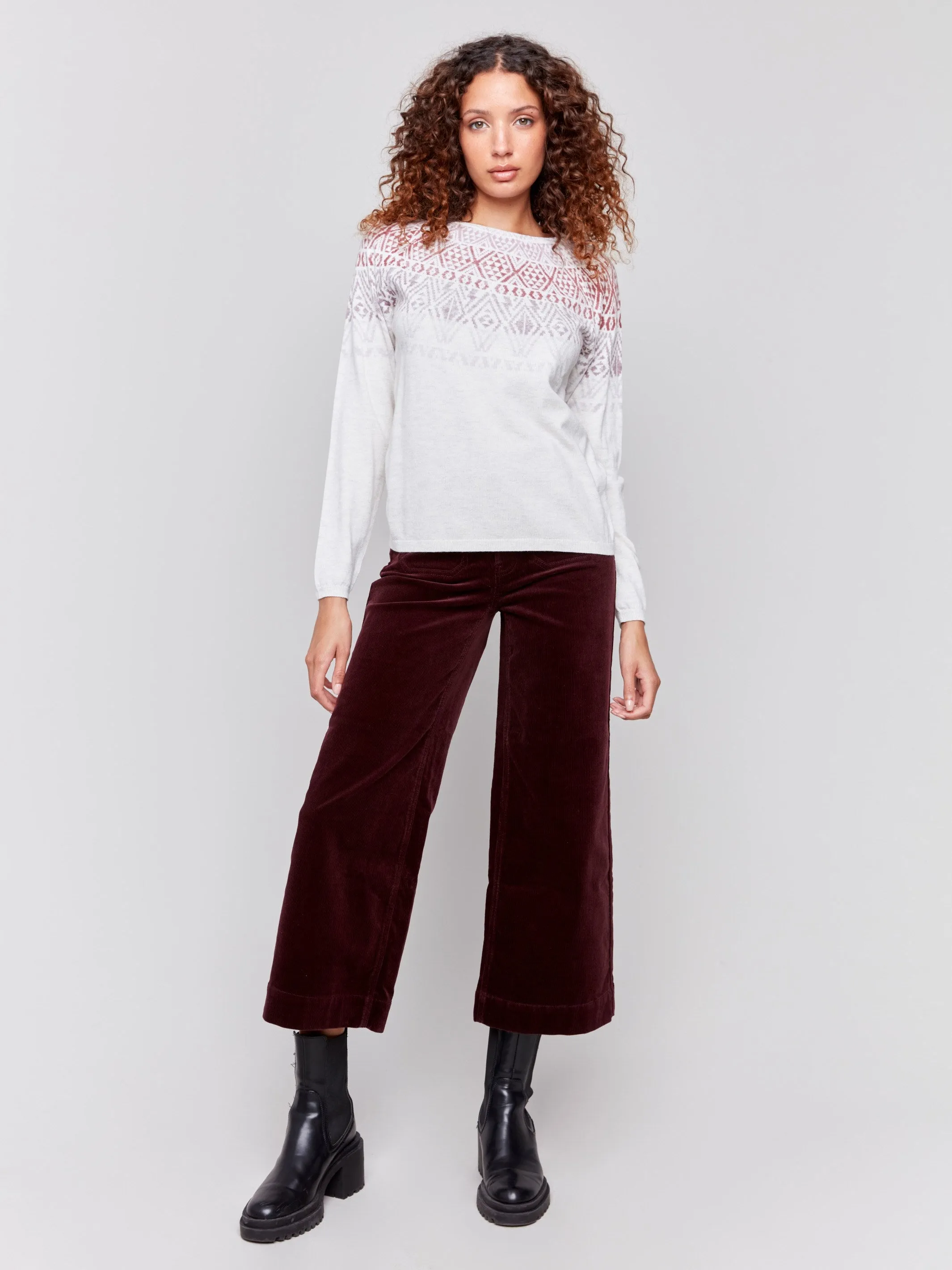 Cotton Blend Ski Sweater - Light Grey sold by Charlie B product image thumbnail 4