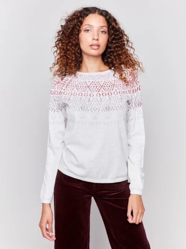 Cotton Blend Ski Sweater - Light Grey sold by Charlie B
