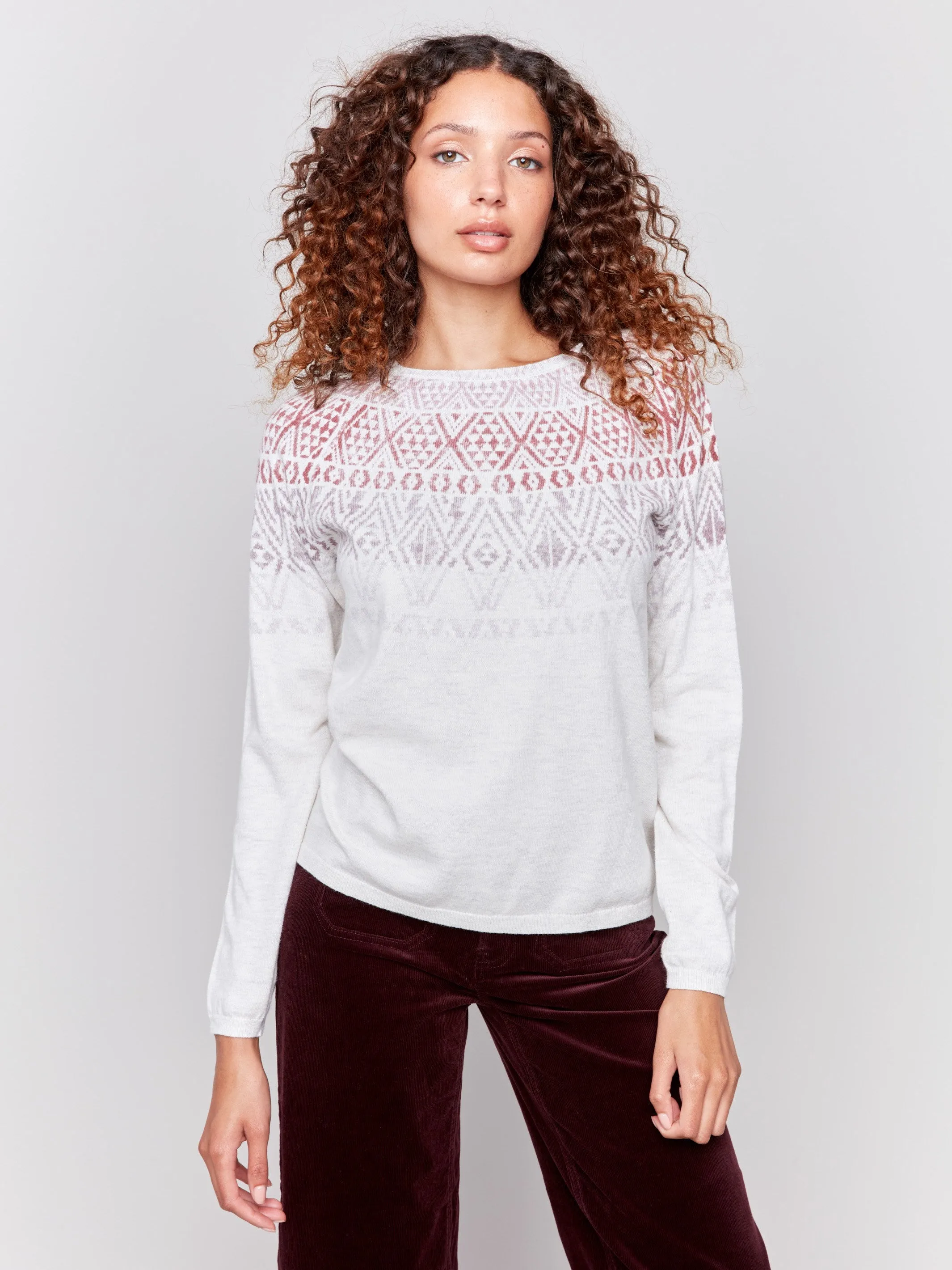 Cotton Blend Ski Sweater - Light Grey sold by Charlie B