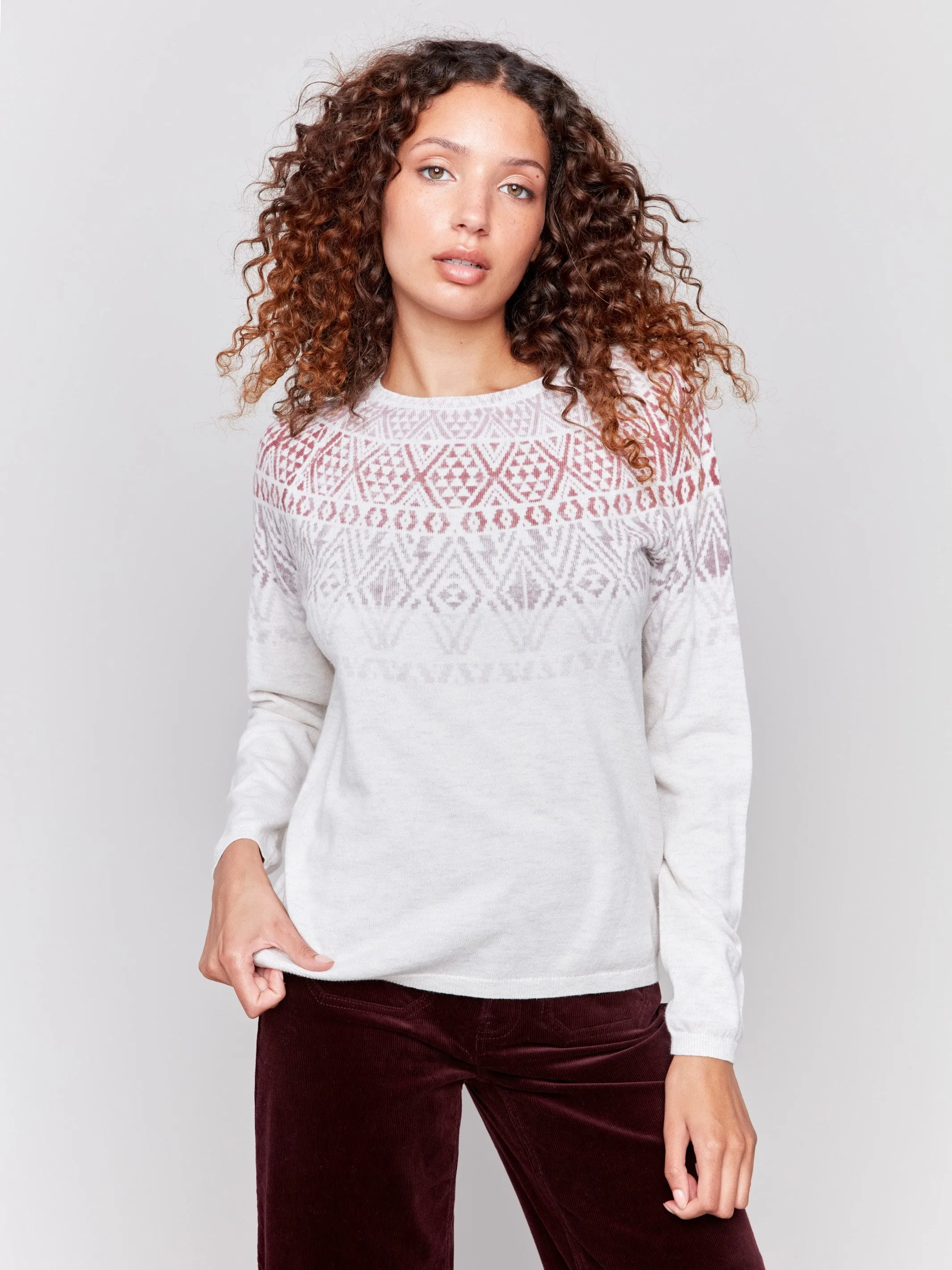 Cotton Blend Ski Sweater - Light Grey sold by Charlie B product image thumbnail 5