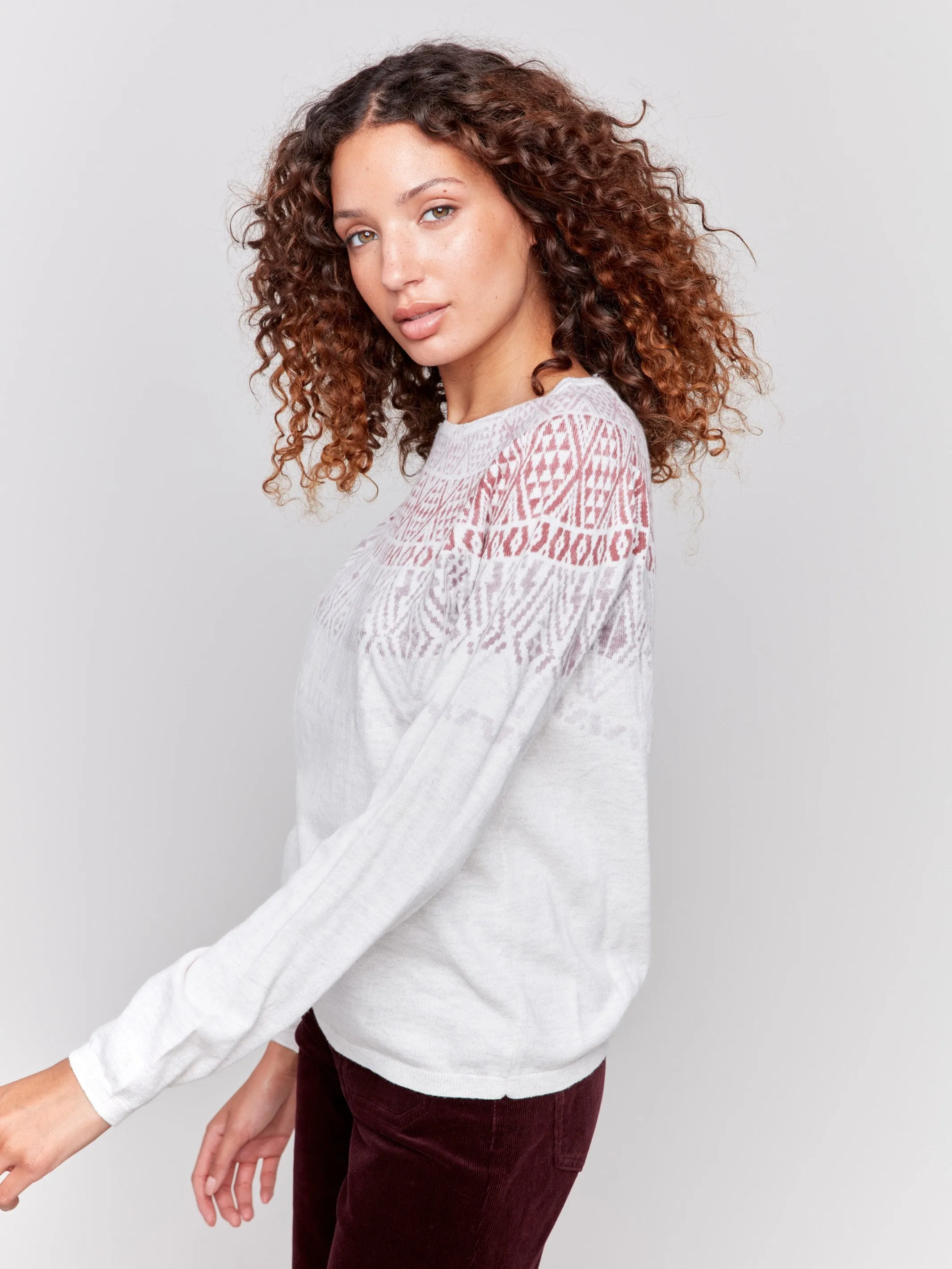 Cotton Blend Ski Sweater - Light Grey sold by Charlie B product image thumbnail 2