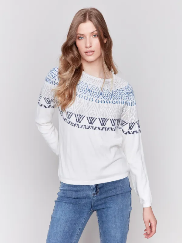 Cotton Blend Ski Sweater - Ecru sold by Charlie B