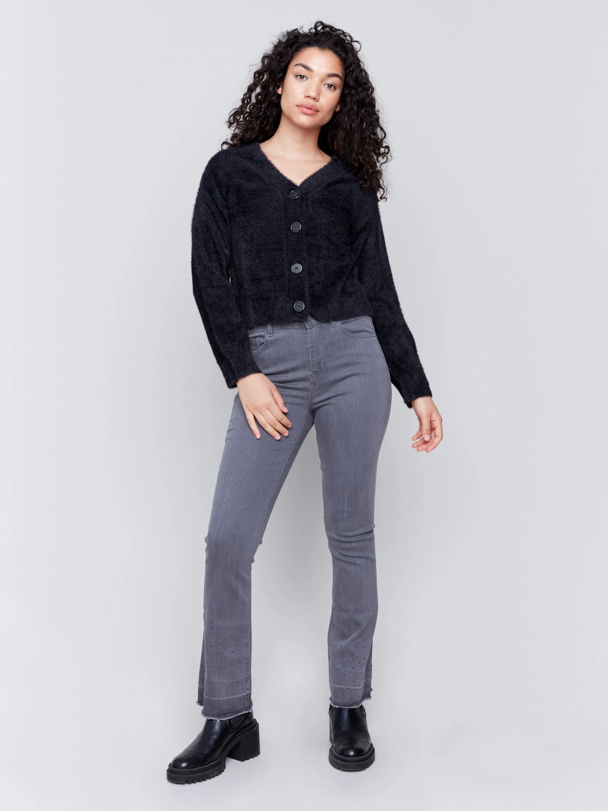 Fuzzy Knit Cardigan - Black sold by Charlie B product image thumbnail 4