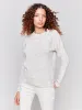 Space Dye Knit Sweater with Drop Shoulders - Ecru sold by Charlie B