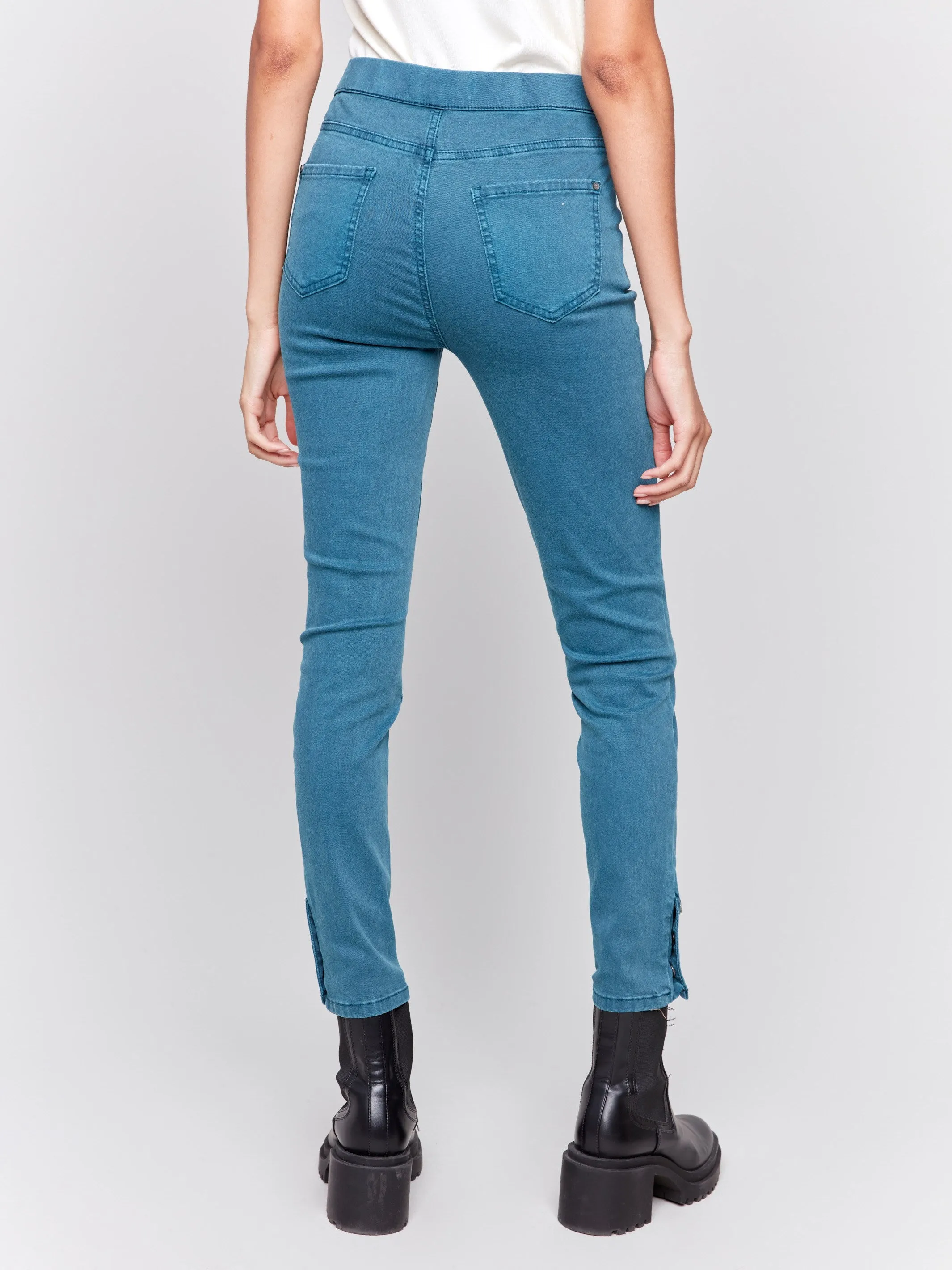 Pull-On Twill Pants with Snap Button Hem - Peacock sold by Charlie B product image thumbnail 4