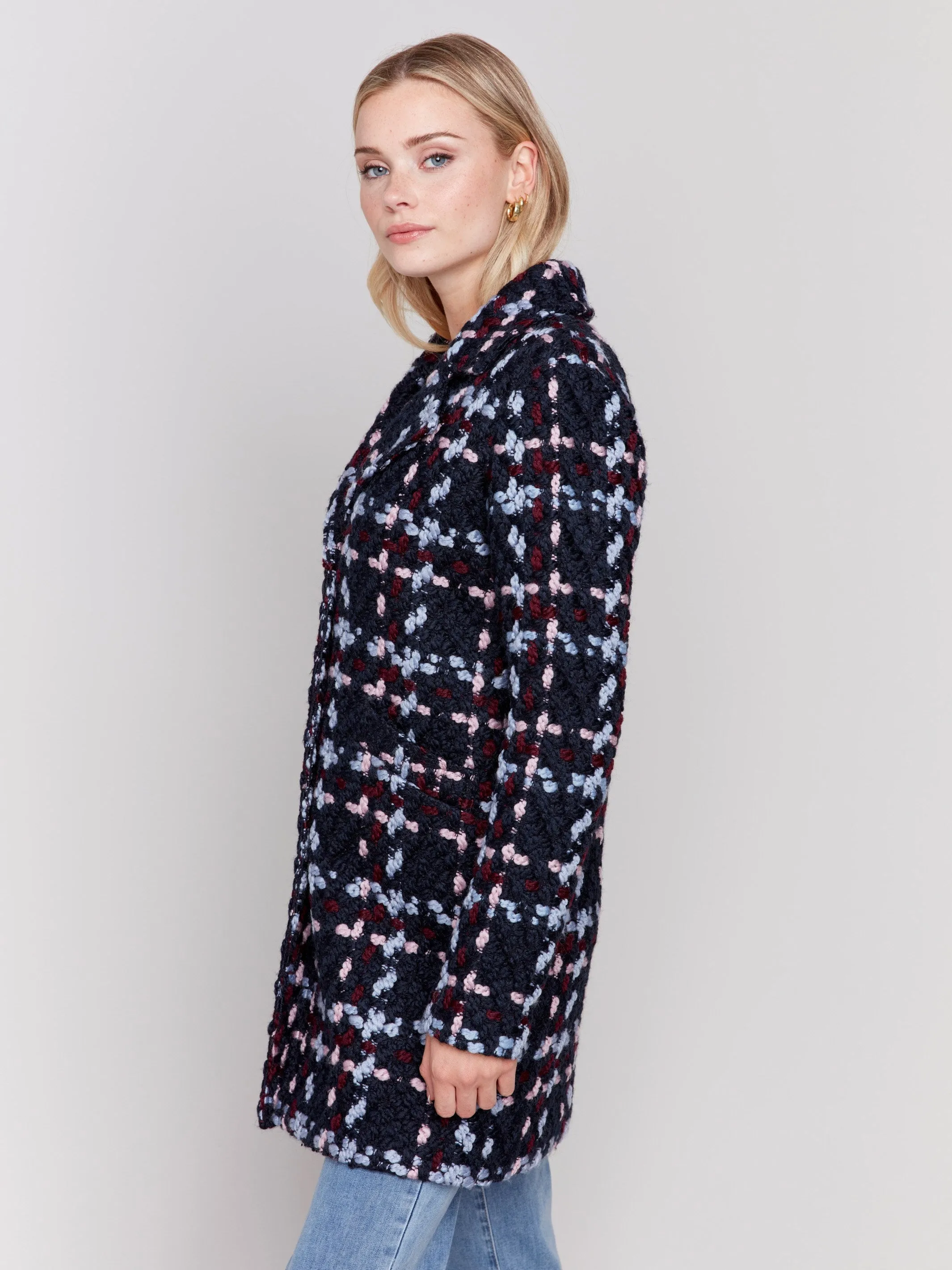 Straight Cut Bouclé Knit Coat - Pastel sold by Charlie B product image thumbnail 3