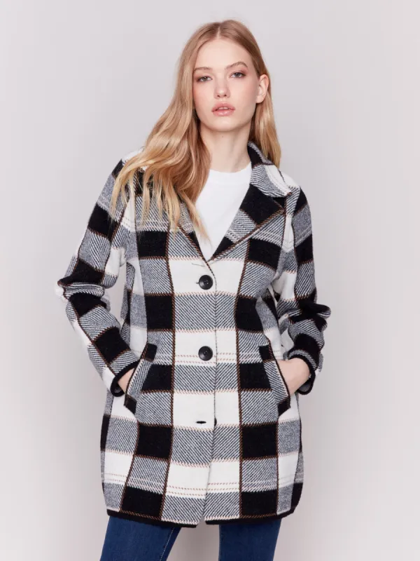 Knit Plaid Coat - Truffle sold by Charlie B