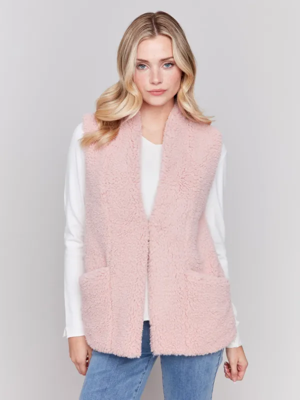 Short Faux Fur Vest - Quartz sold by Charlie B