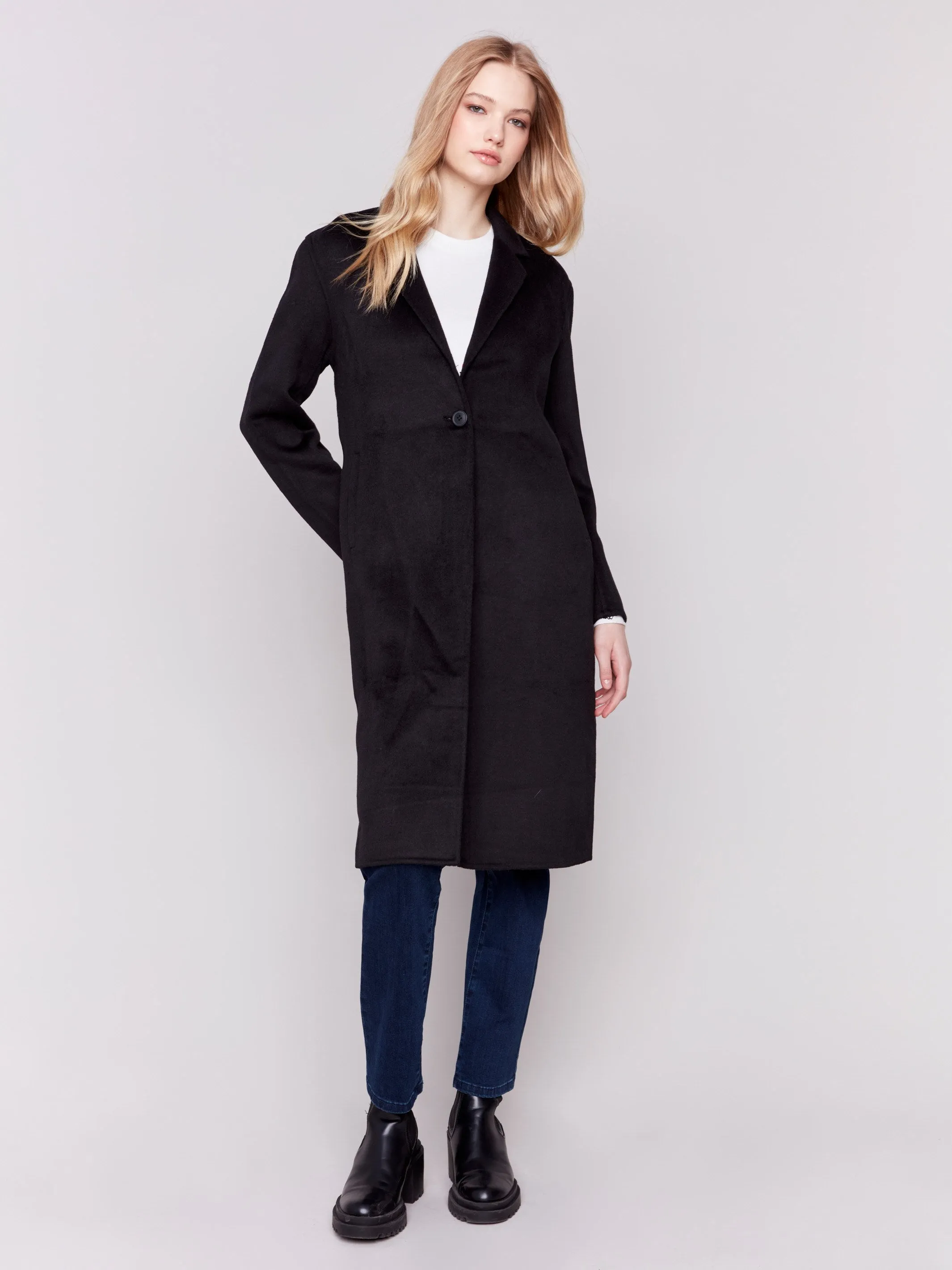 Long Double-Faced Wool Coat - Black sold by Charlie B product image thumbnail 2