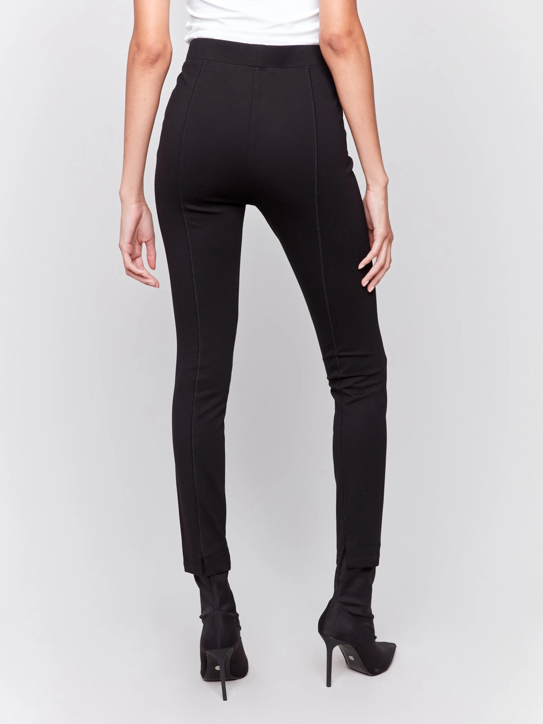Pull-On Ponte Pants with Slit Detail - Black sold by Charlie B product image thumbnail 4