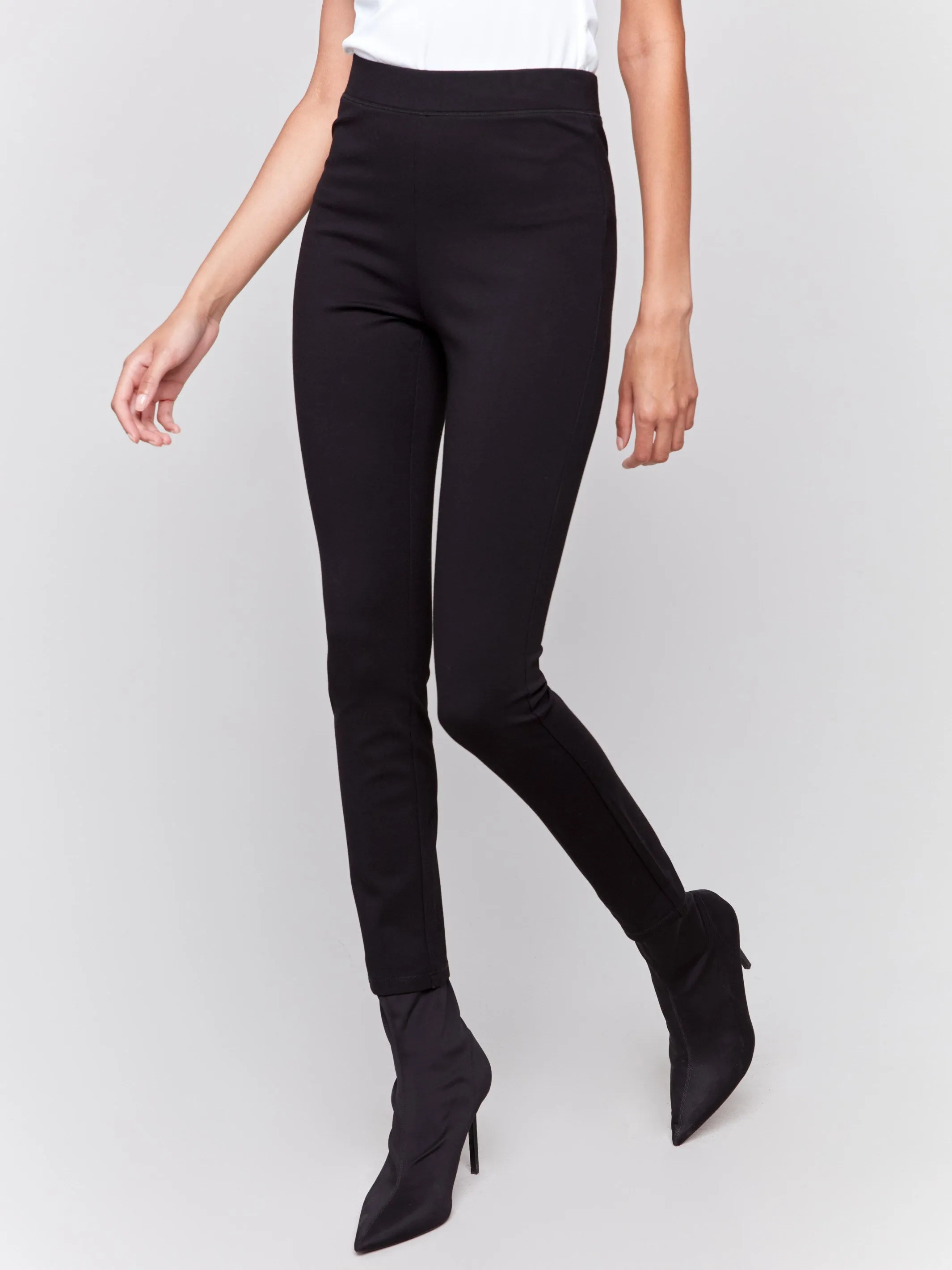 Pull-On Ponte Pants with Slit Detail - Black sold by Charlie B product image thumbnail 5