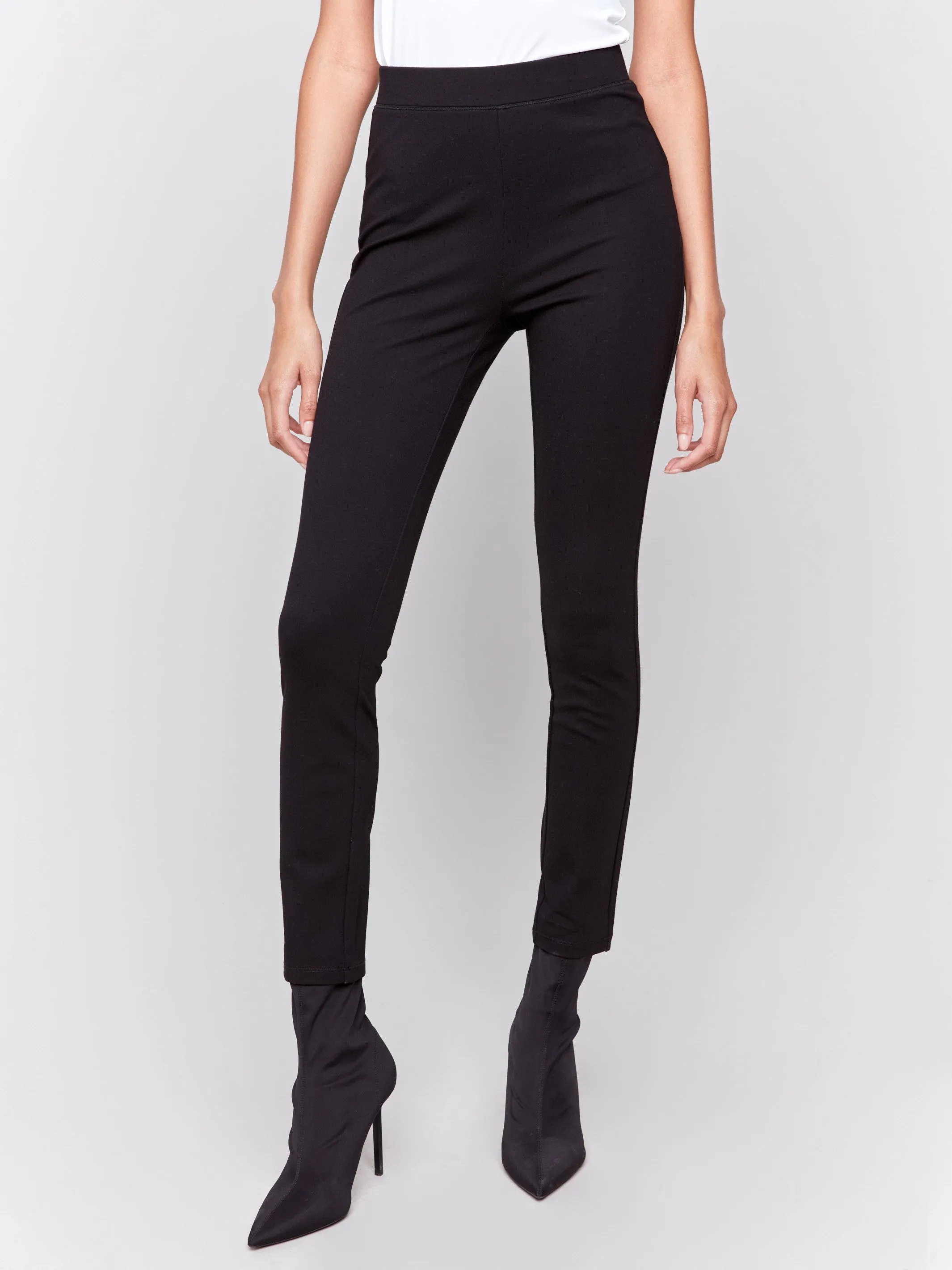 Pull-On Ponte Pants with Slit Detail - Black sold by Charlie B product image thumbnail 2
