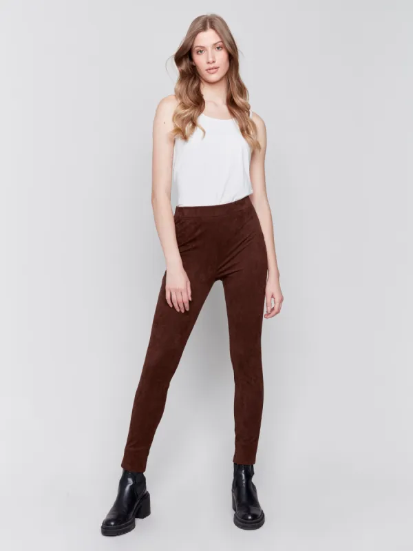Pull-On Faux Suede Pants - Mocha sold by Charlie B