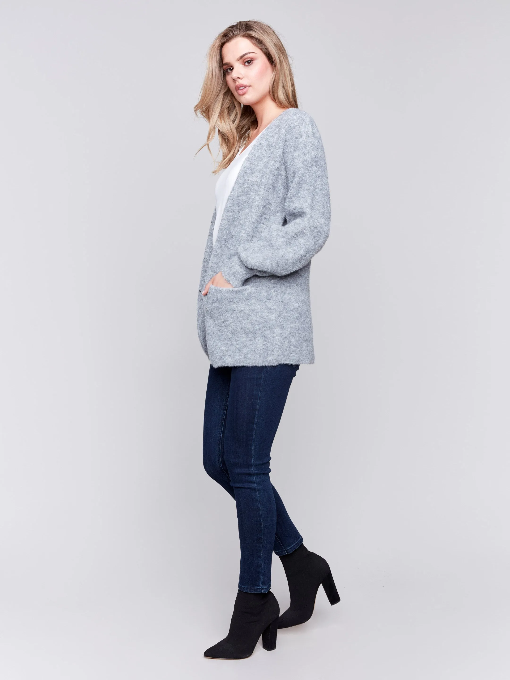 Boucle Knit Cardigan - Grey sold by Charlie B product image thumbnail 3