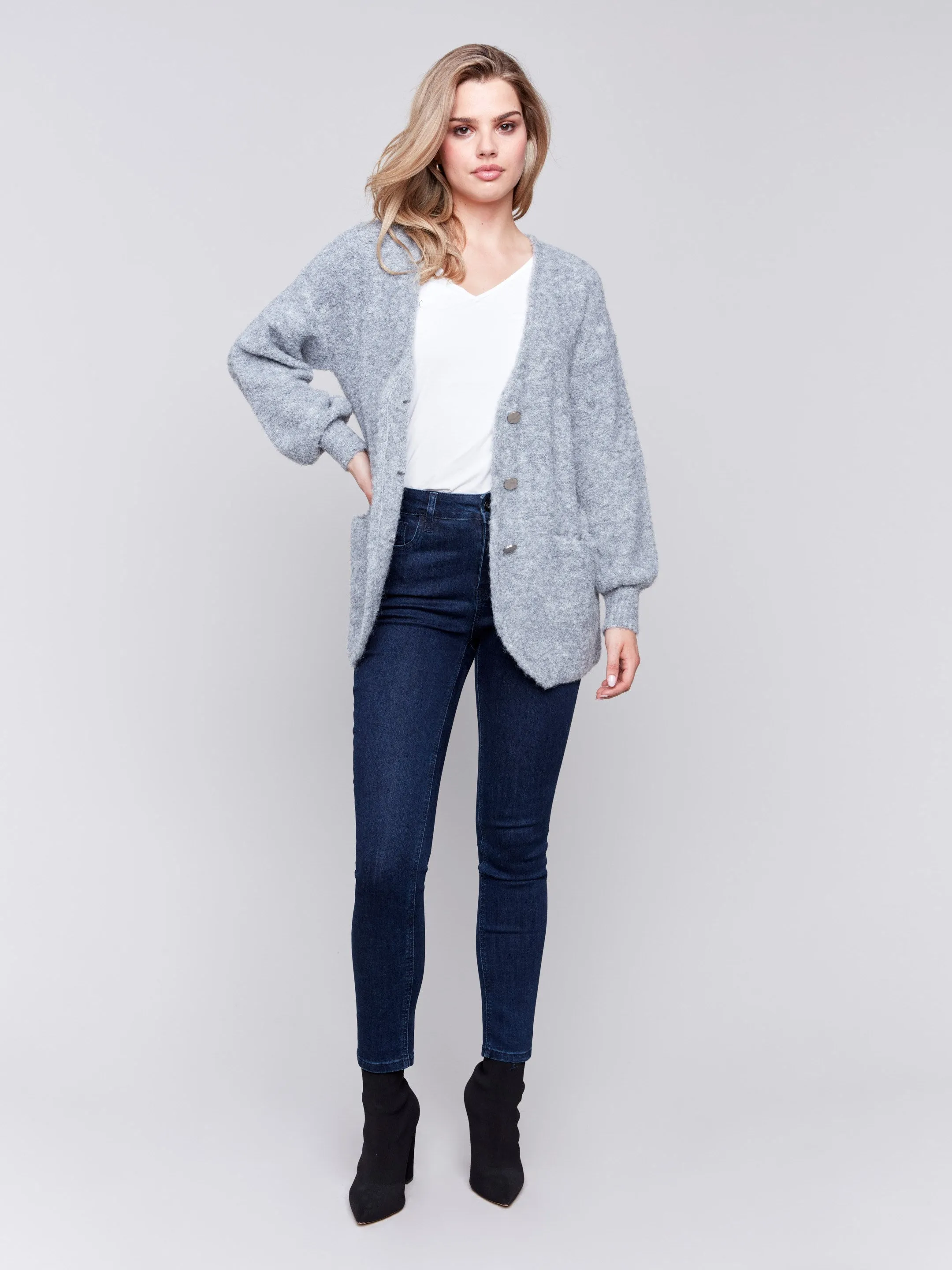 Boucle Knit Cardigan - Grey sold by Charlie B product image thumbnail 5
