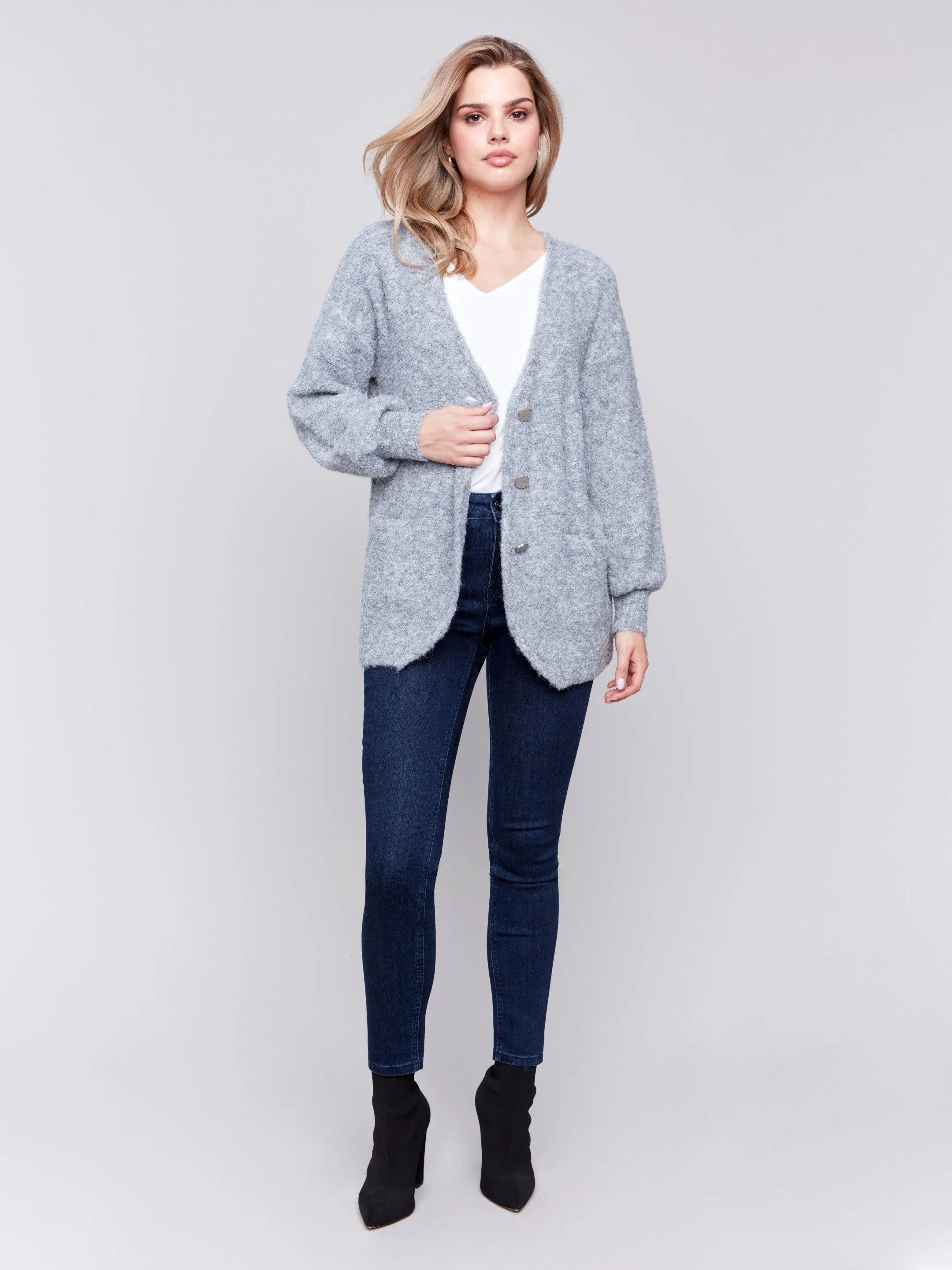 Boucle Knit Cardigan - Grey sold by Charlie B product image thumbnail 2