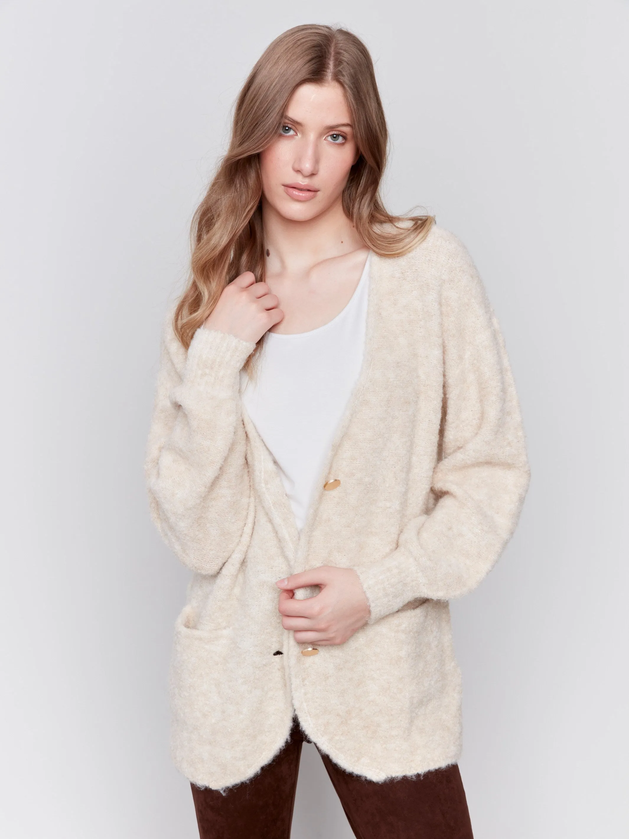 Boucle Knit Cardigan - Beige sold by Charlie B product image thumbnail 4