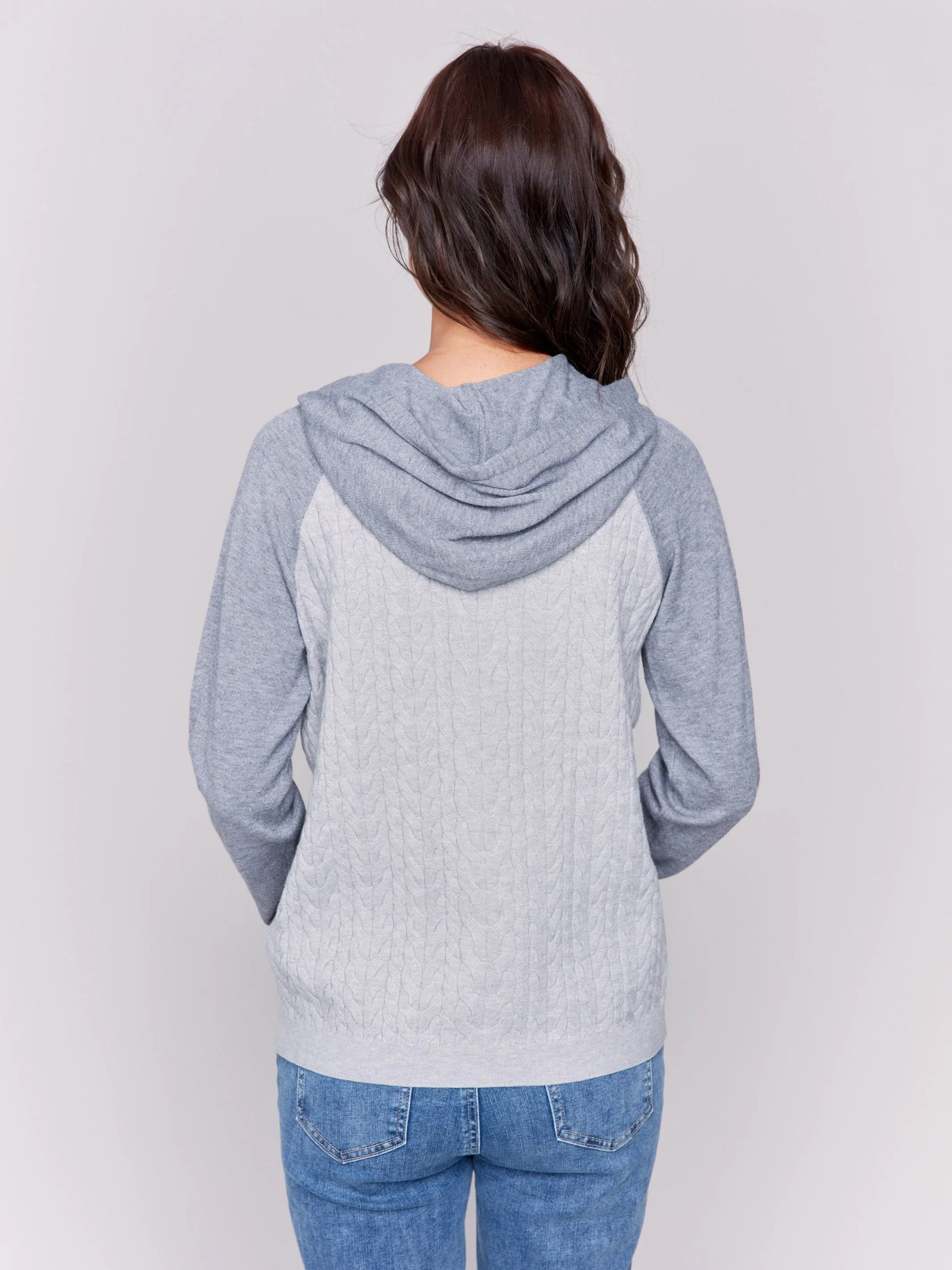 Two-Toned Hoodie Sweater - Grey - H-Grey sold by Charlie B product image thumbnail 3
