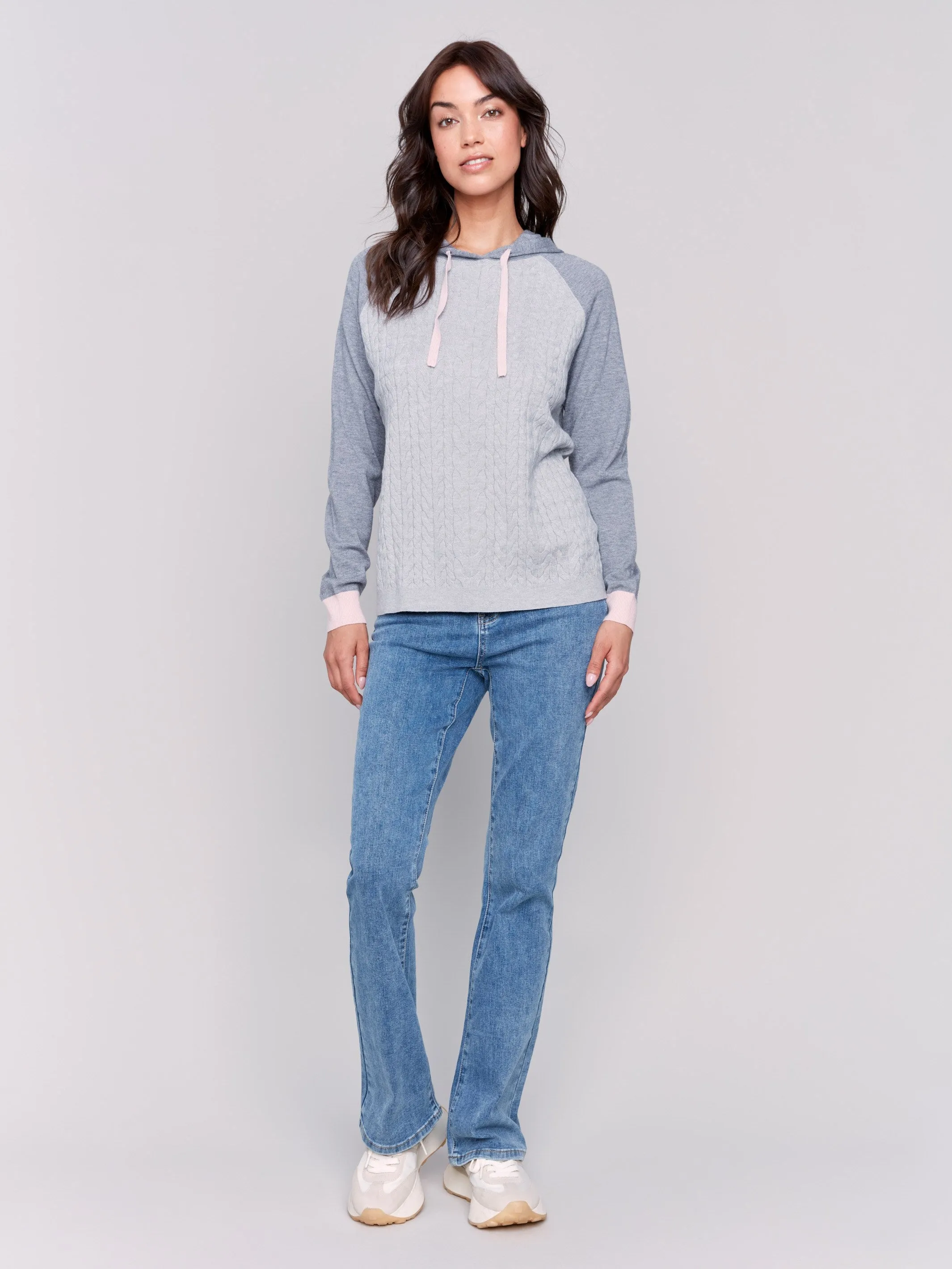 Two-Toned Hoodie Sweater - Grey - H-Grey sold by Charlie B product image thumbnail 4