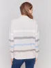Printed Mock Neck Sweater with Sleeve Zippers - Beige sold by Charlie B