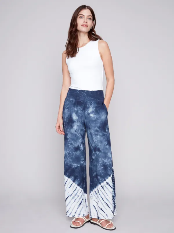 Printed Flowy Palazzo Pants - Navy sold by Charlie B