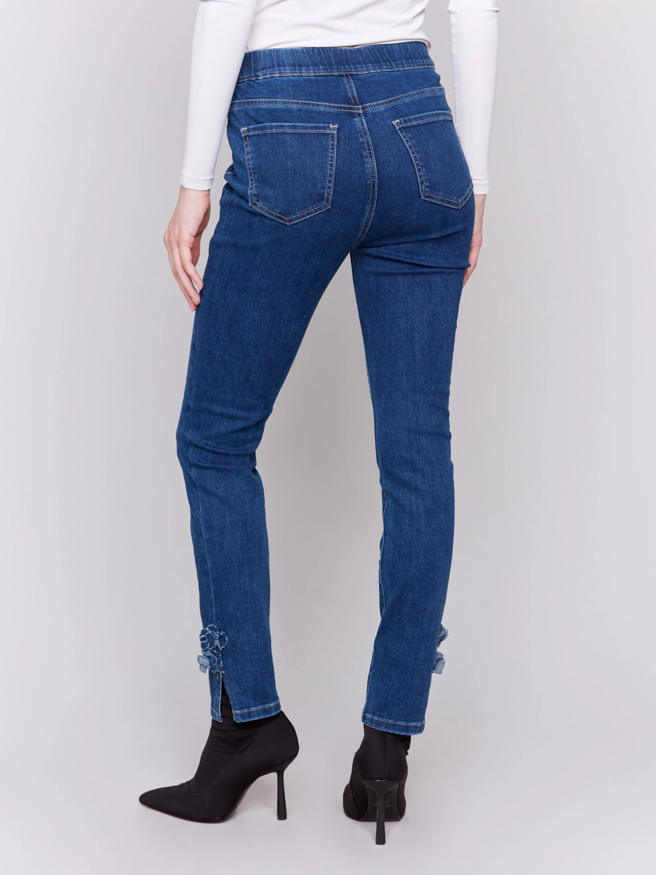 Slim Jeans with Side Roses - Indigo sold by Charlie B product image thumbnail 4