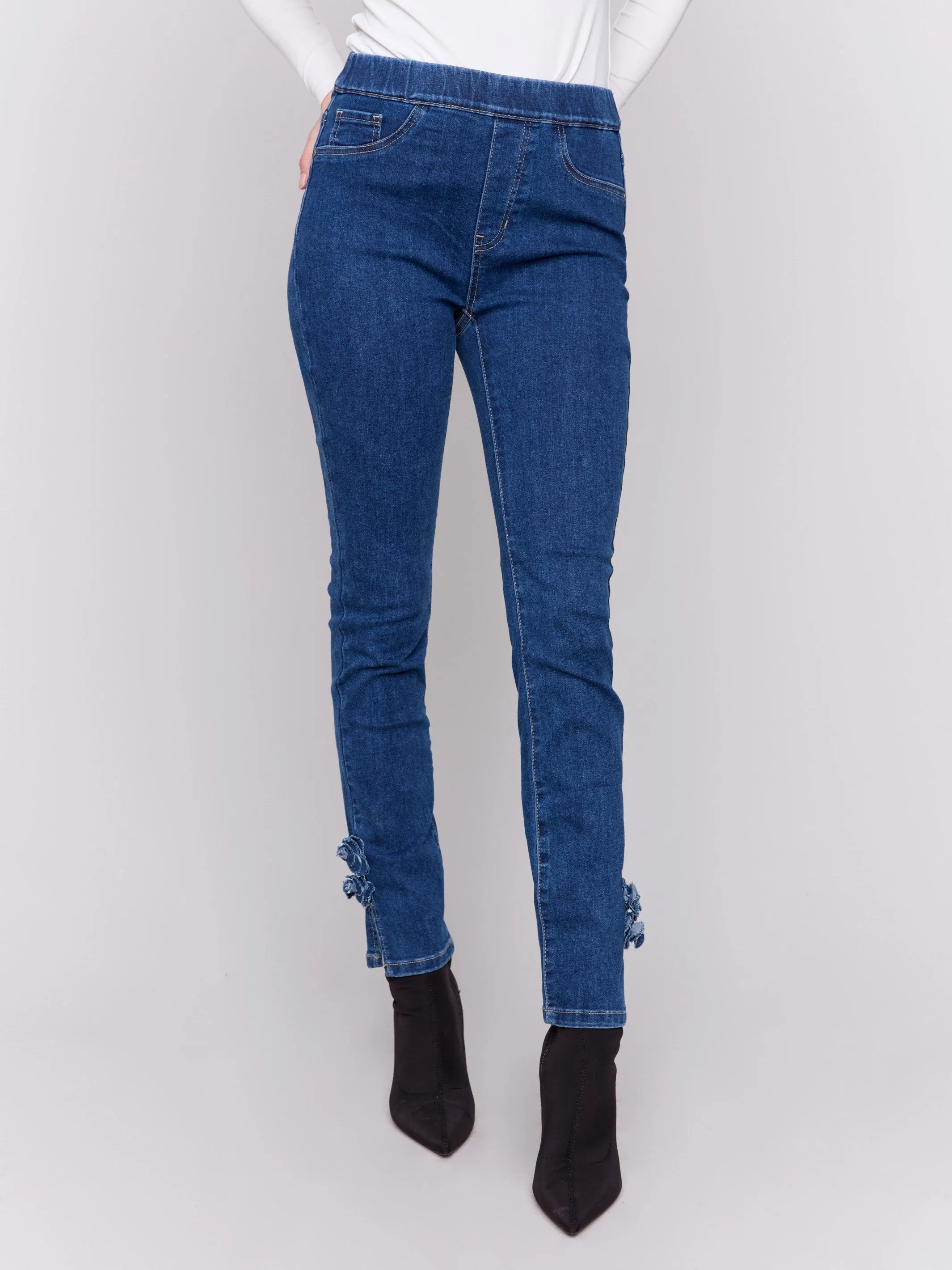 Slim Jeans with Side Roses - Indigo sold by Charlie B product image thumbnail 2