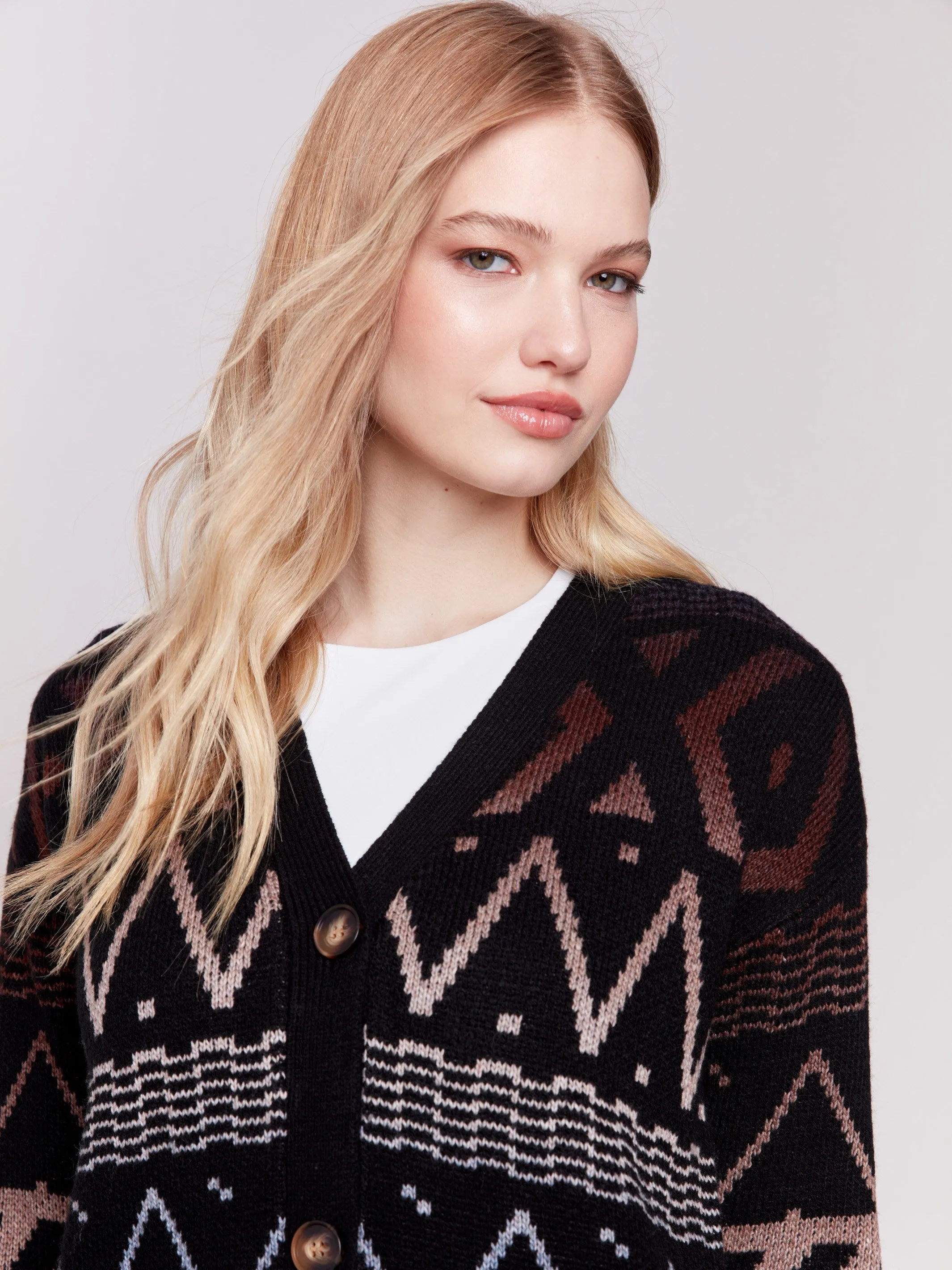 Long Ombre Pattern Cardigan - Midnight sold by Charlie B product image thumbnail 4