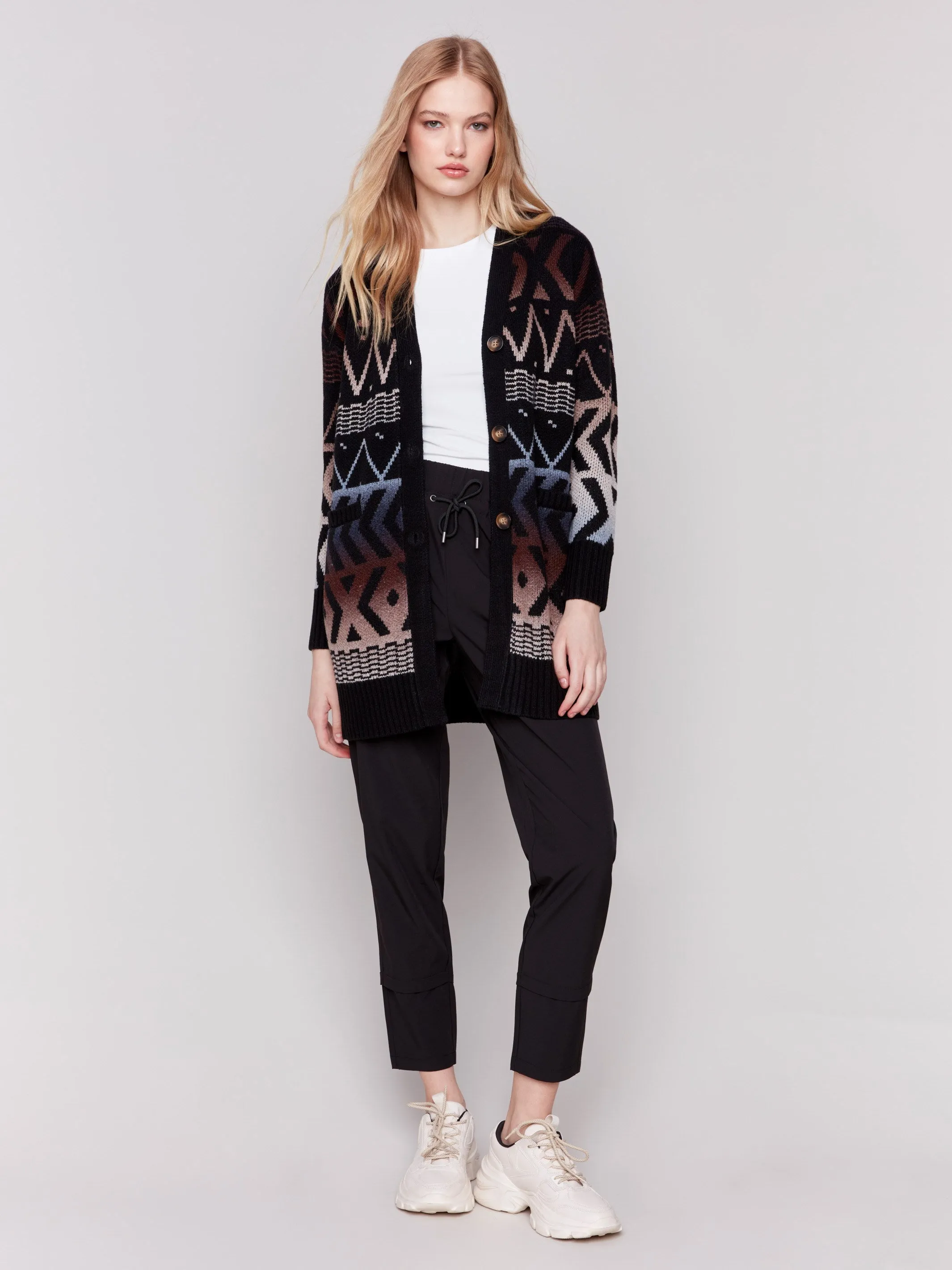 Long Ombre Pattern Cardigan - Midnight sold by Charlie B product image thumbnail 2