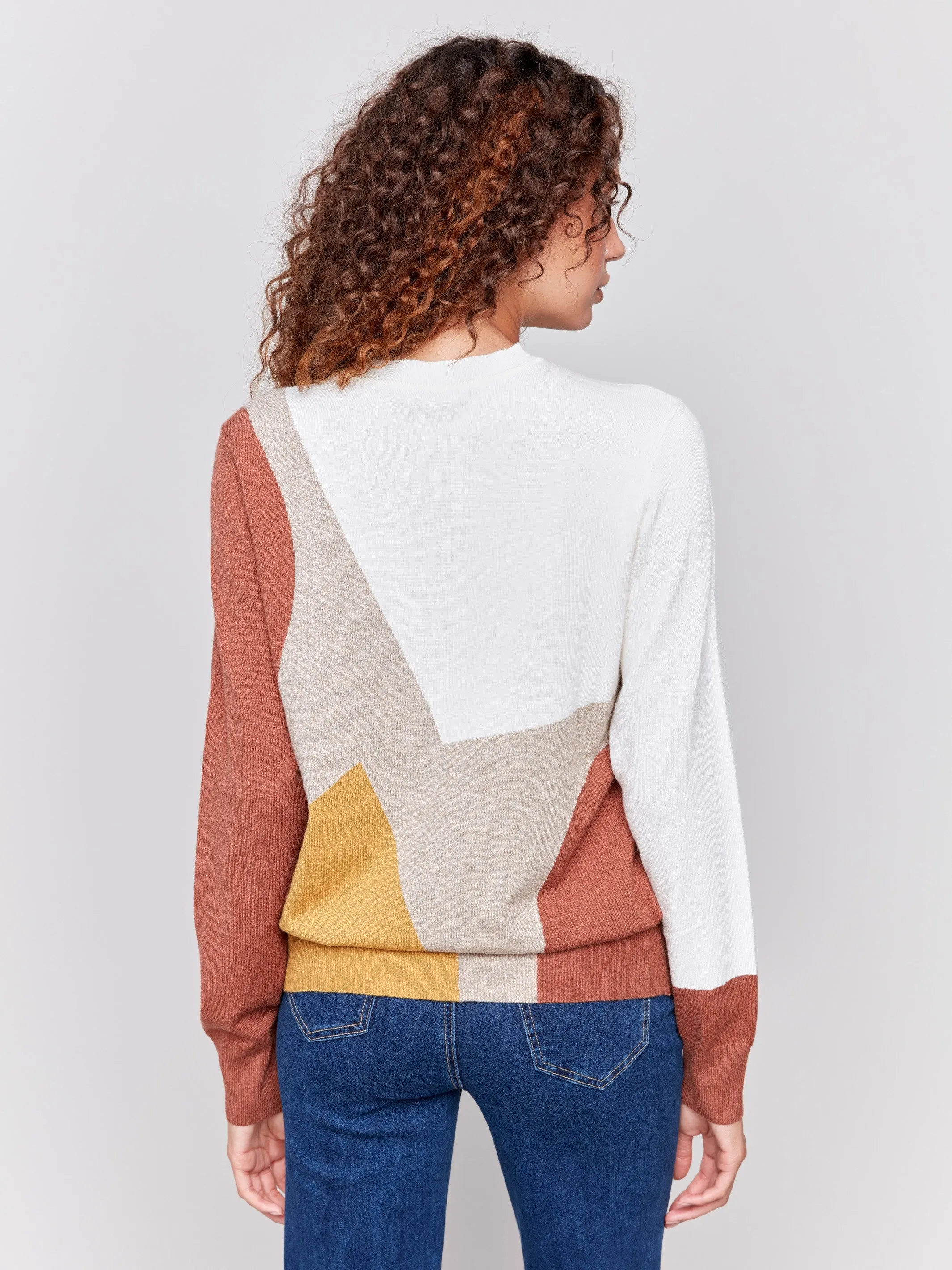 Color Block Crew Neck Sweater - Ecru sold by Charlie B product image thumbnail 4