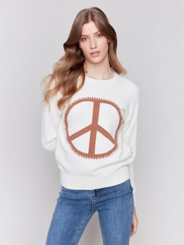 Peace Sign Sweater - Ecru sold by Charlie B