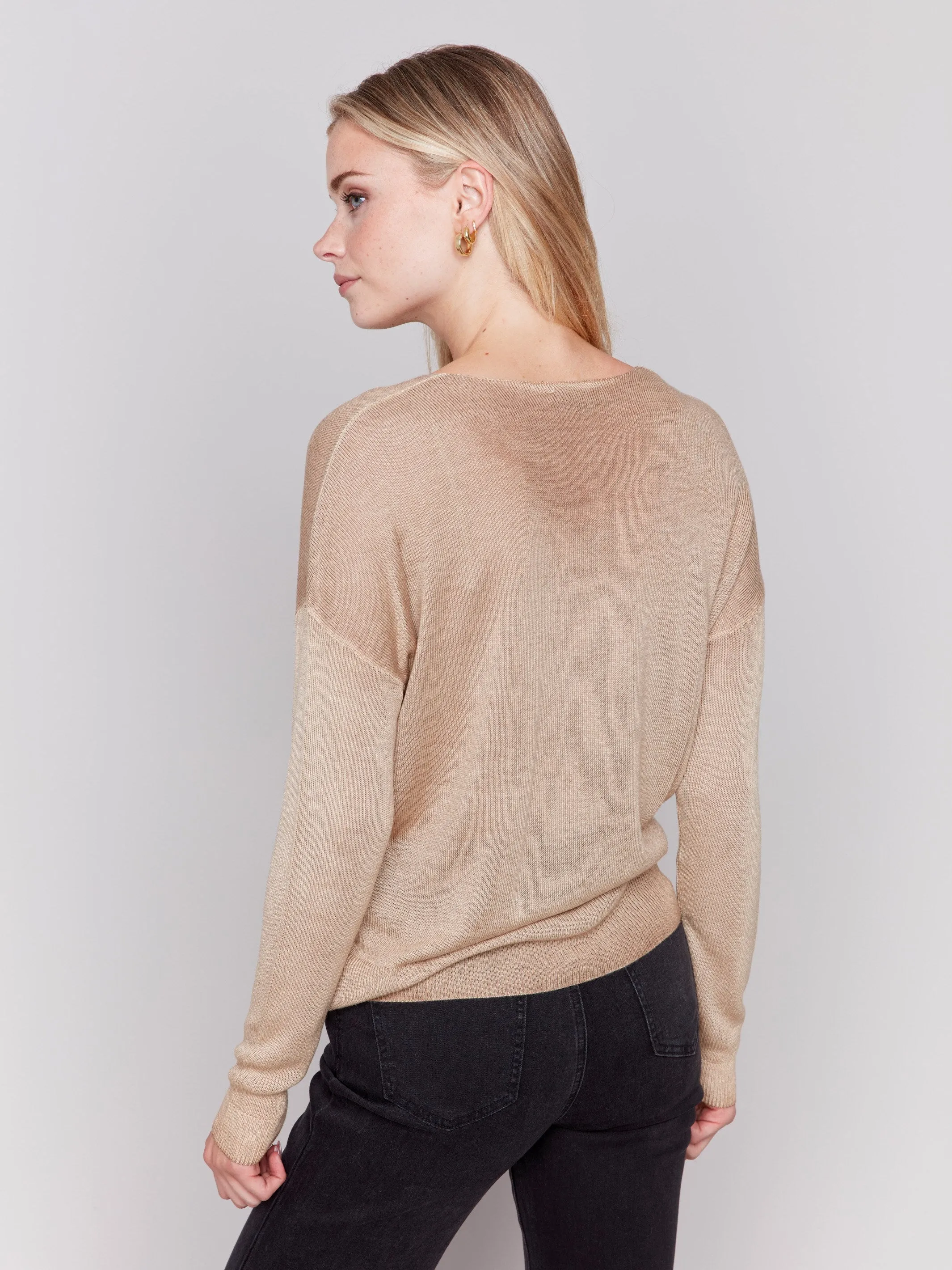 Snow Wash V-Neck Sweater - Truffle sold by Charlie B product image thumbnail 3