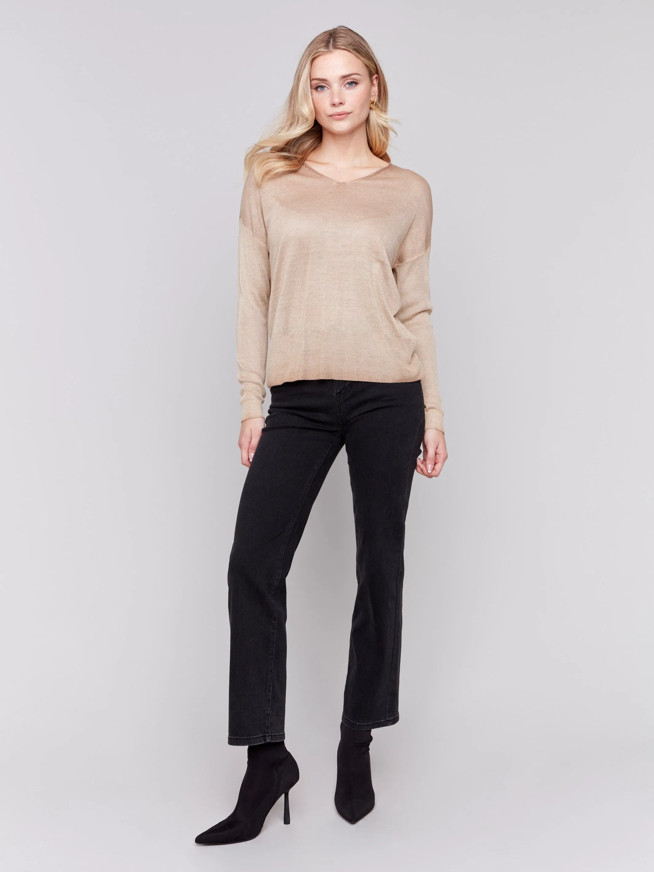 Snow Wash V-Neck Sweater - Truffle sold by Charlie B product image thumbnail 4