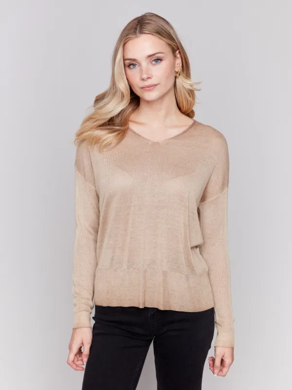 Snow Wash V-Neck Sweater - Truffle sold by Charlie B