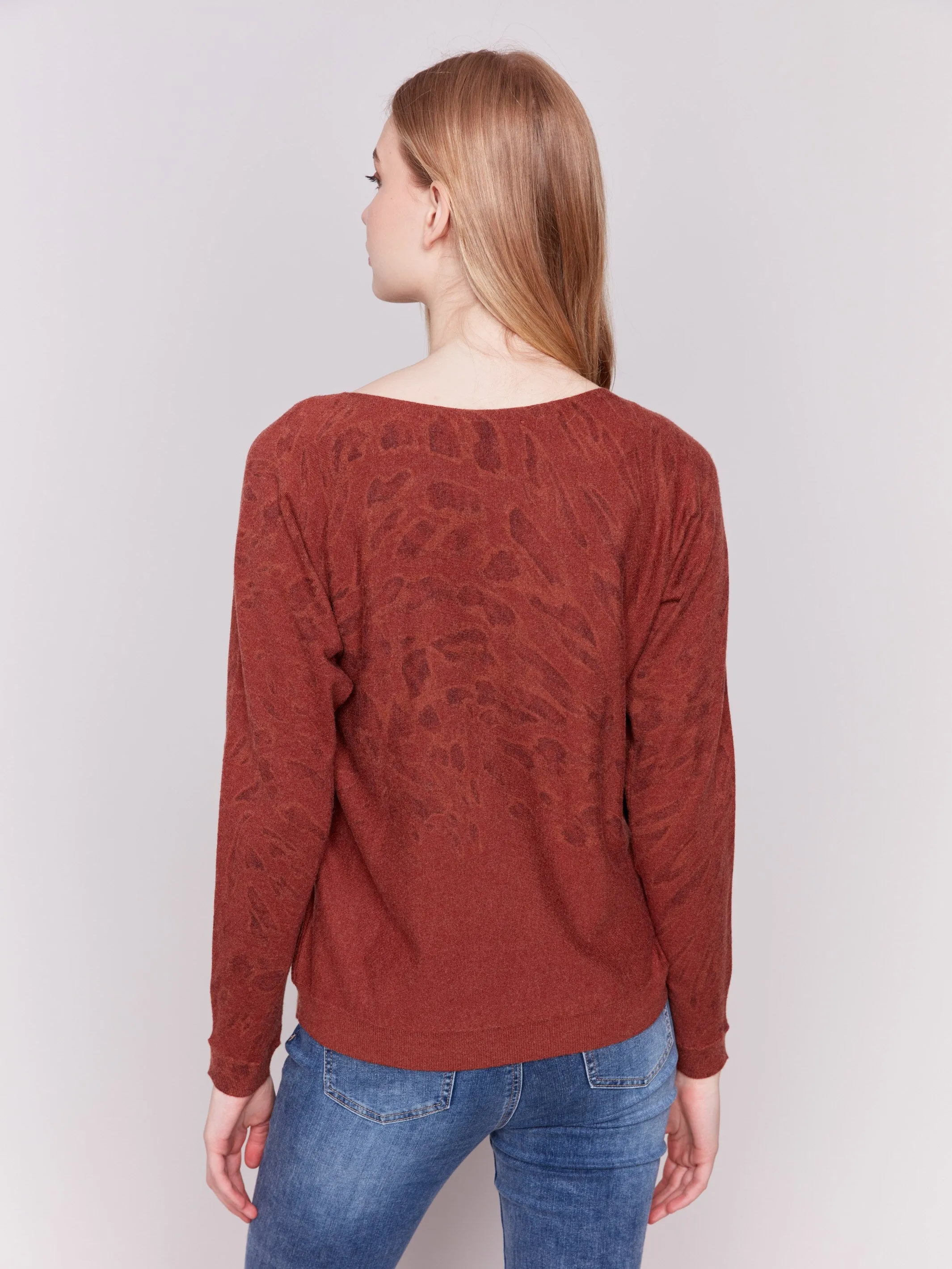 Animal Print Batwing Sleeve Sweater - Terracotta sold by Charlie B product image thumbnail 3