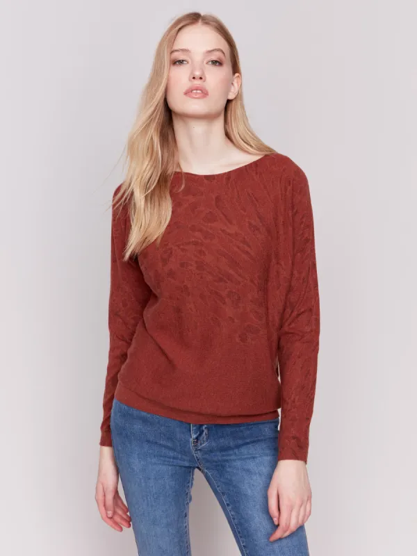 Animal Print Batwing Sleeve Sweater - Terracotta made by Charlie B