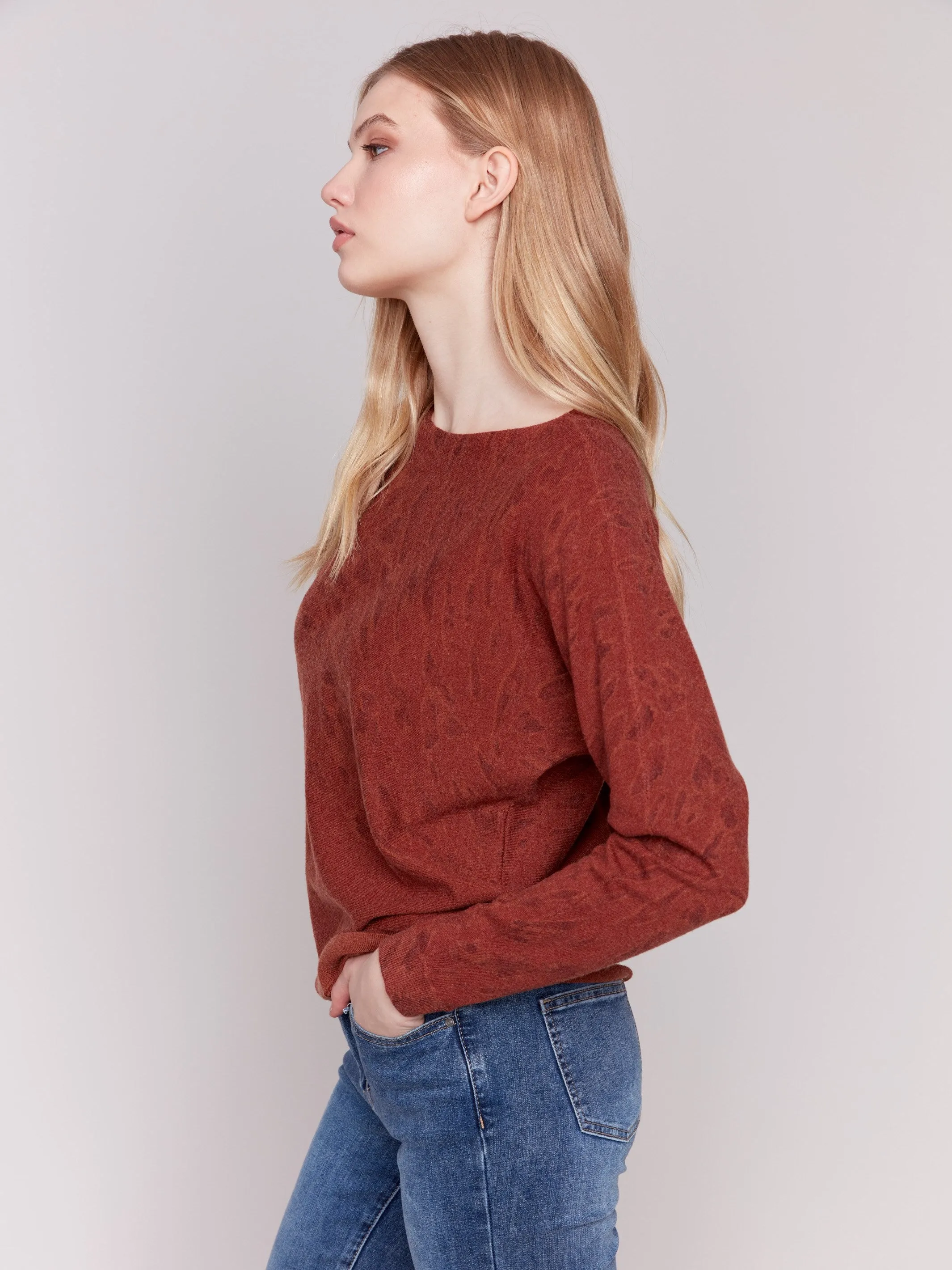 Animal Print Batwing Sleeve Sweater - Terracotta sold by Charlie B product image thumbnail 2
