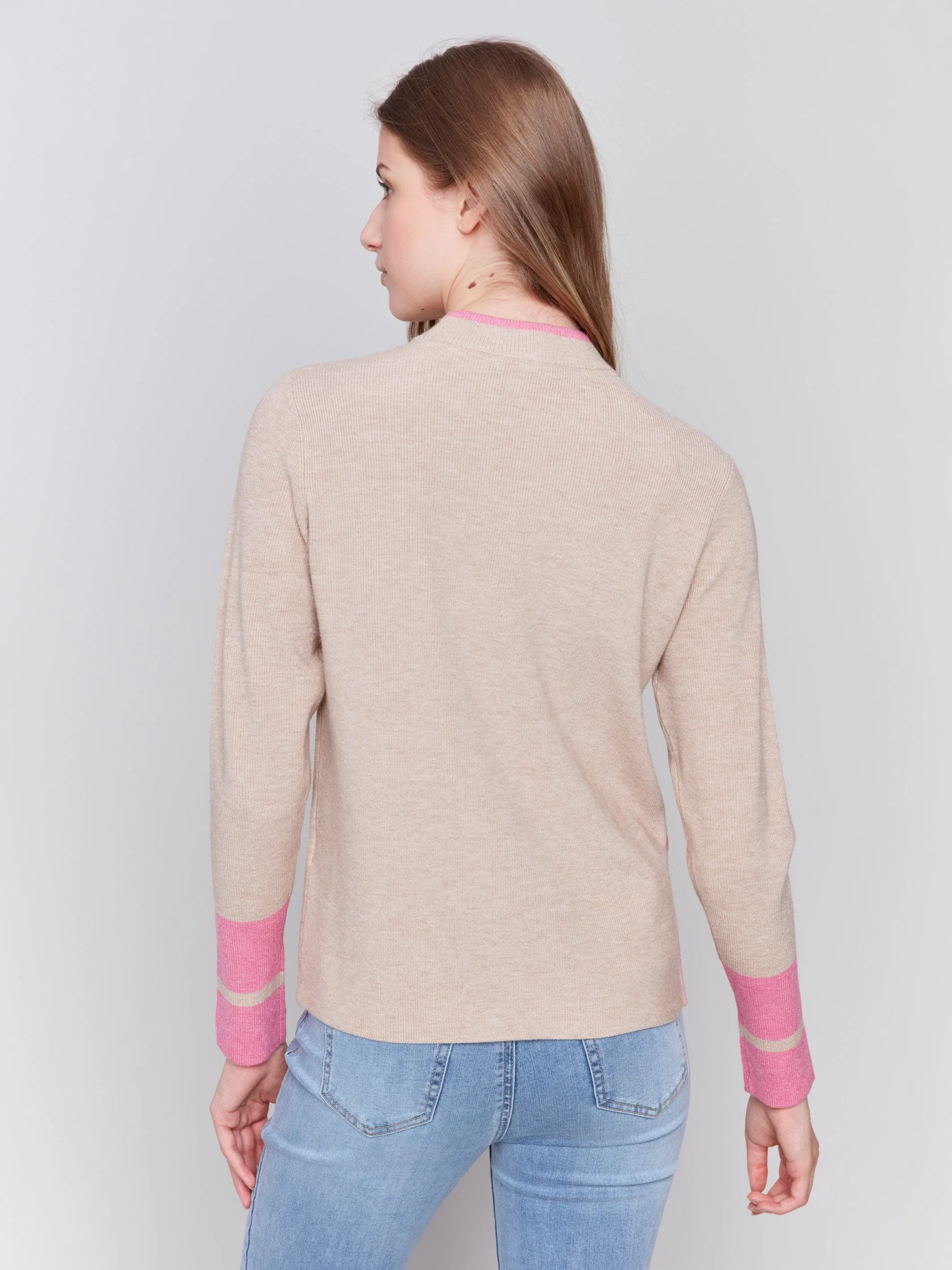 Crew Neck Sweater with Side Slit - Truffle sold by Charlie B product image thumbnail 3