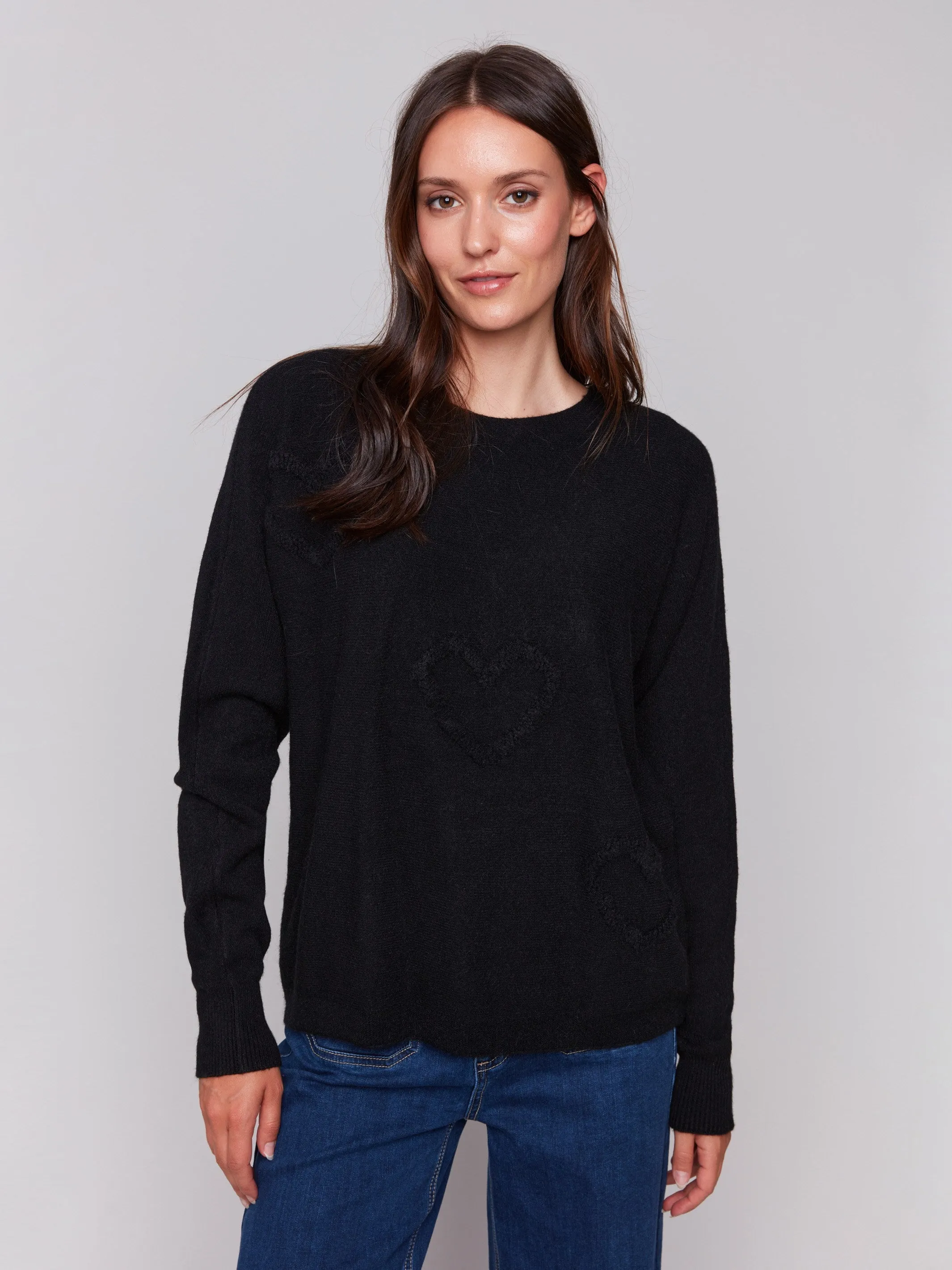 Sweater with Fringed Embroidery - Black sold by Charlie B