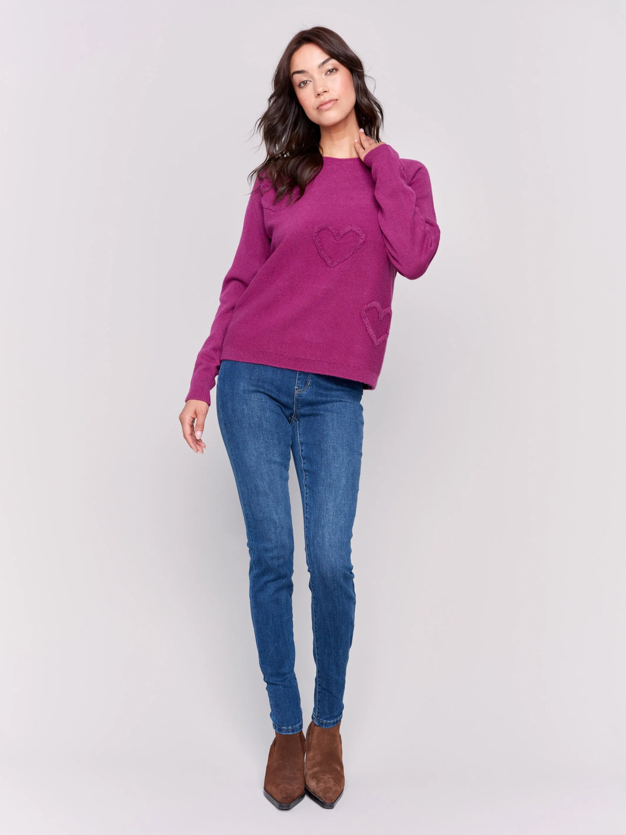 Sweater with Fringed Embroidery - Mulberry sold by Charlie B product image thumbnail 2