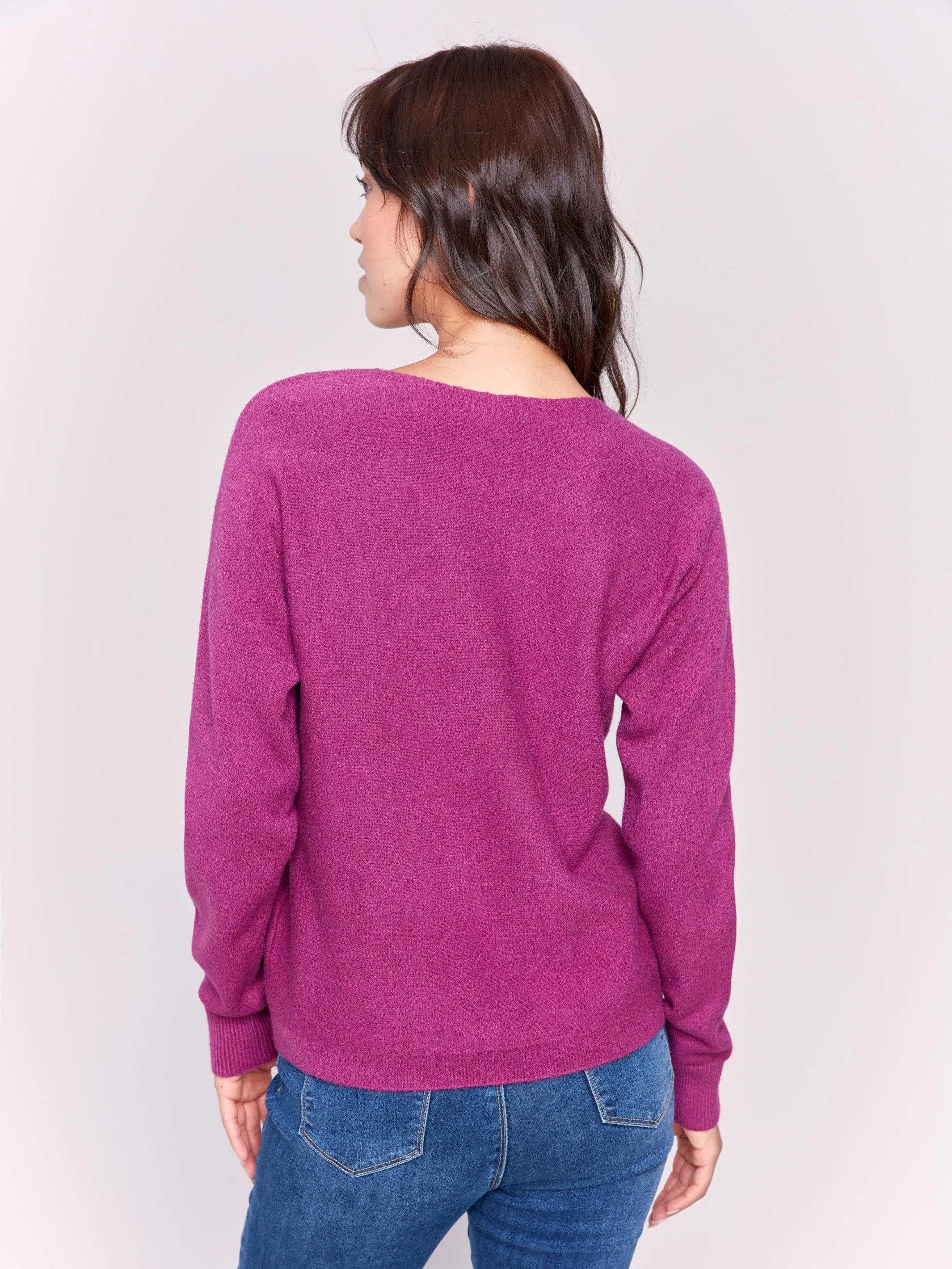 Sweater with Fringed Embroidery - Mulberry sold by Charlie B product image thumbnail 3