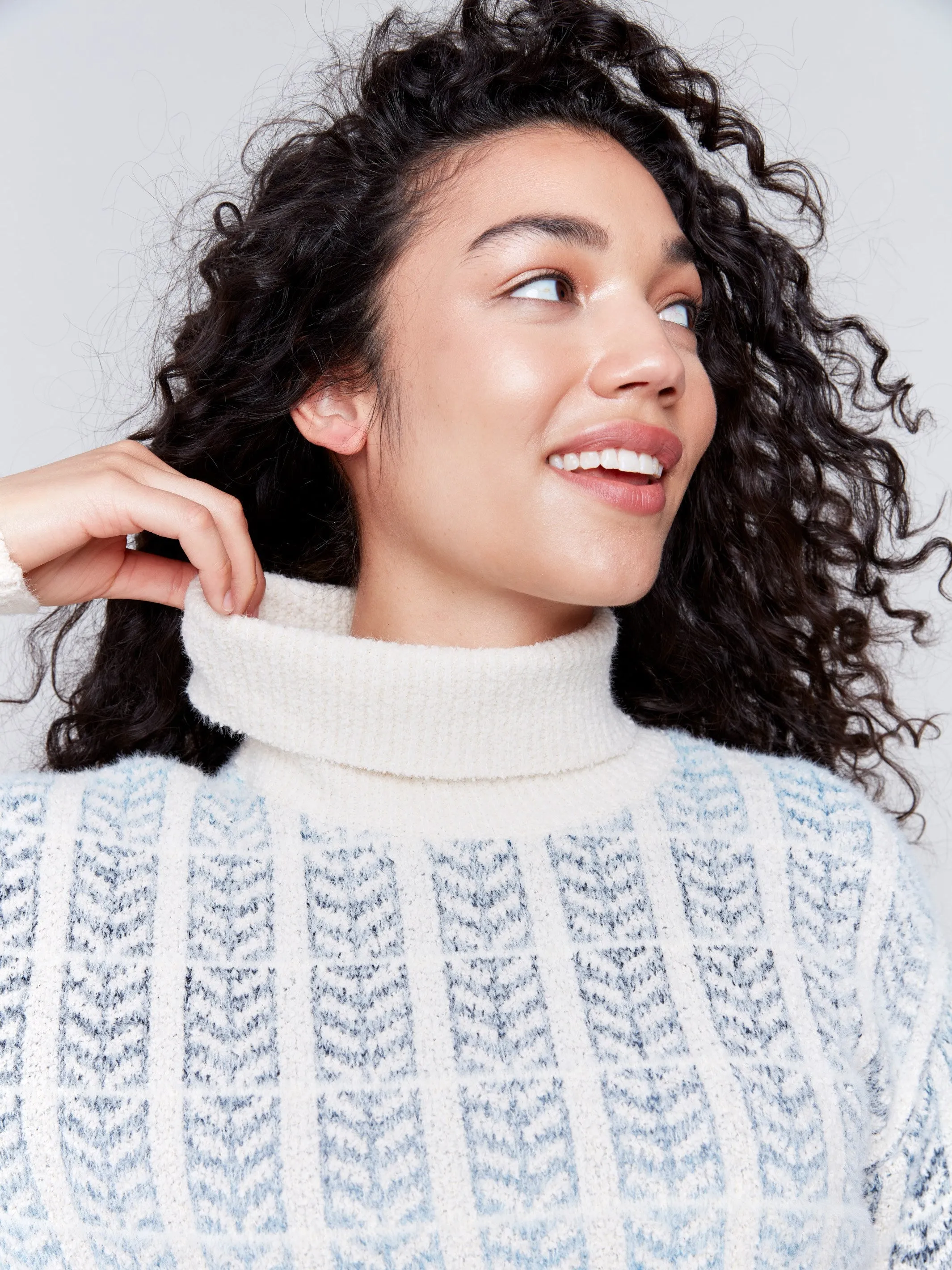 Ombre Jacquard Knit Turtleneck Sweater - Frost sold by Charlie B product image thumbnail 2