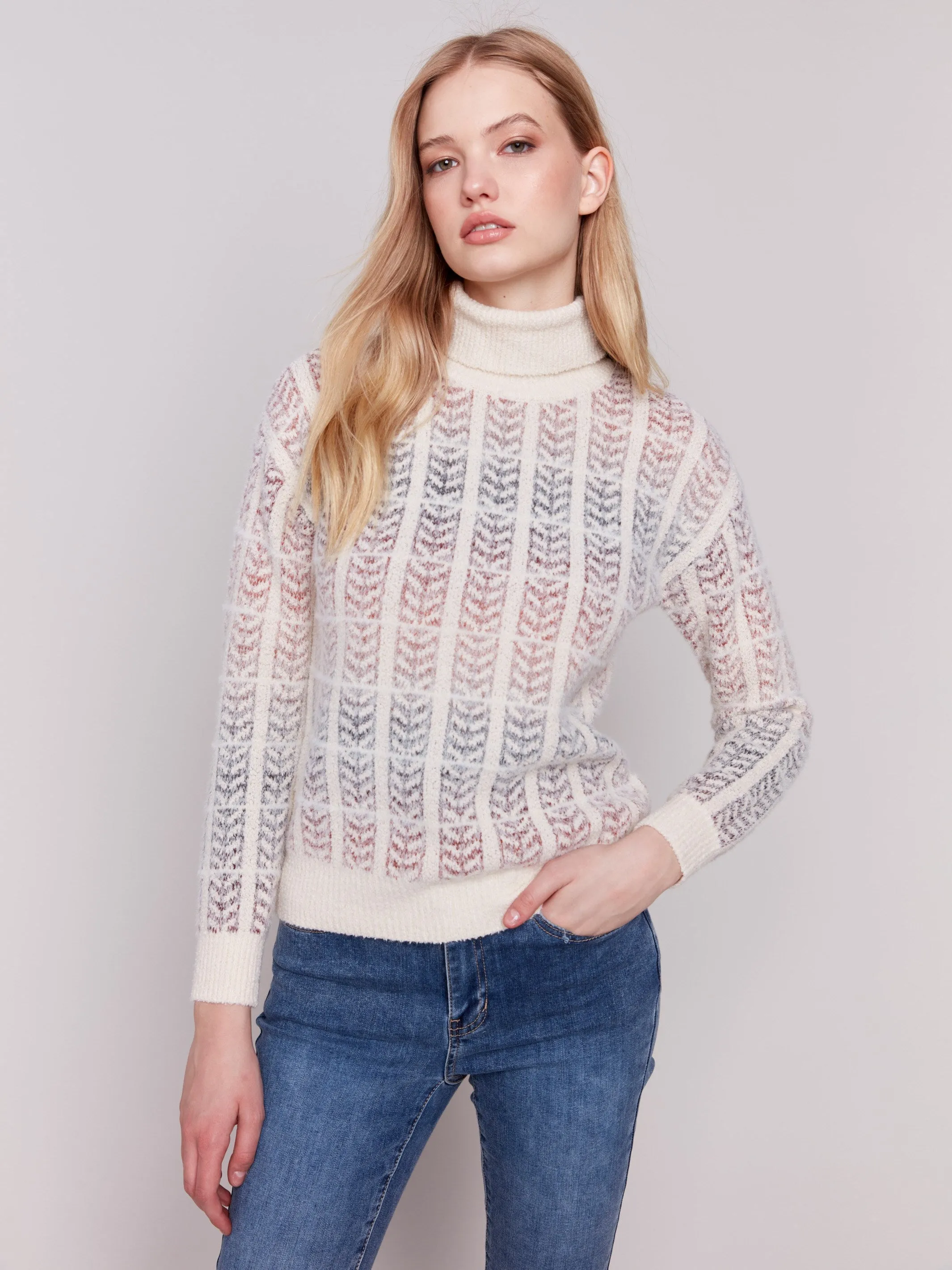 Ombre Jacquard Knit Turtleneck Sweater - Autumn sold by Charlie B