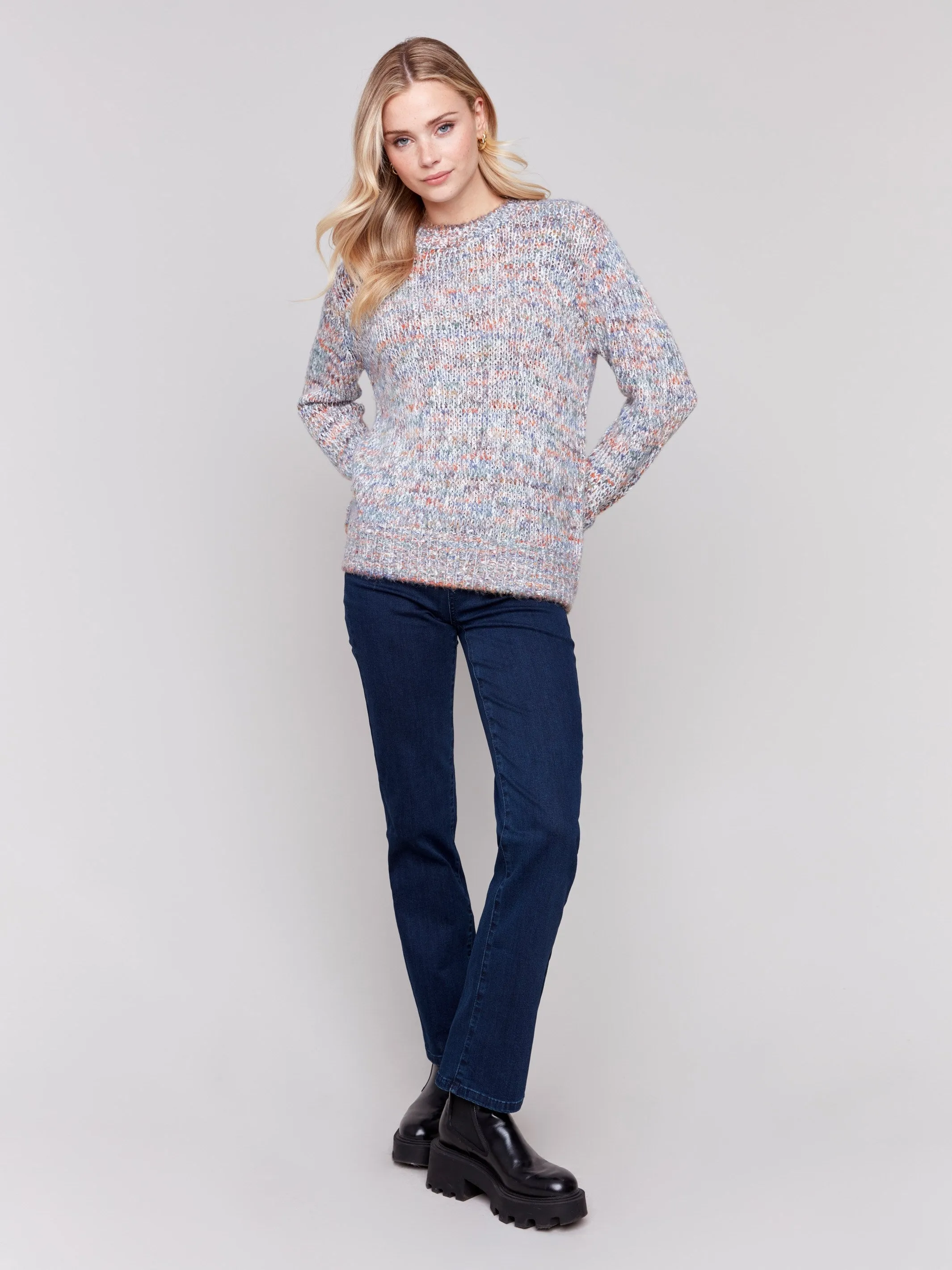 Space Dye Crew Neck Sweater - Peacock sold by Charlie B product image thumbnail 5