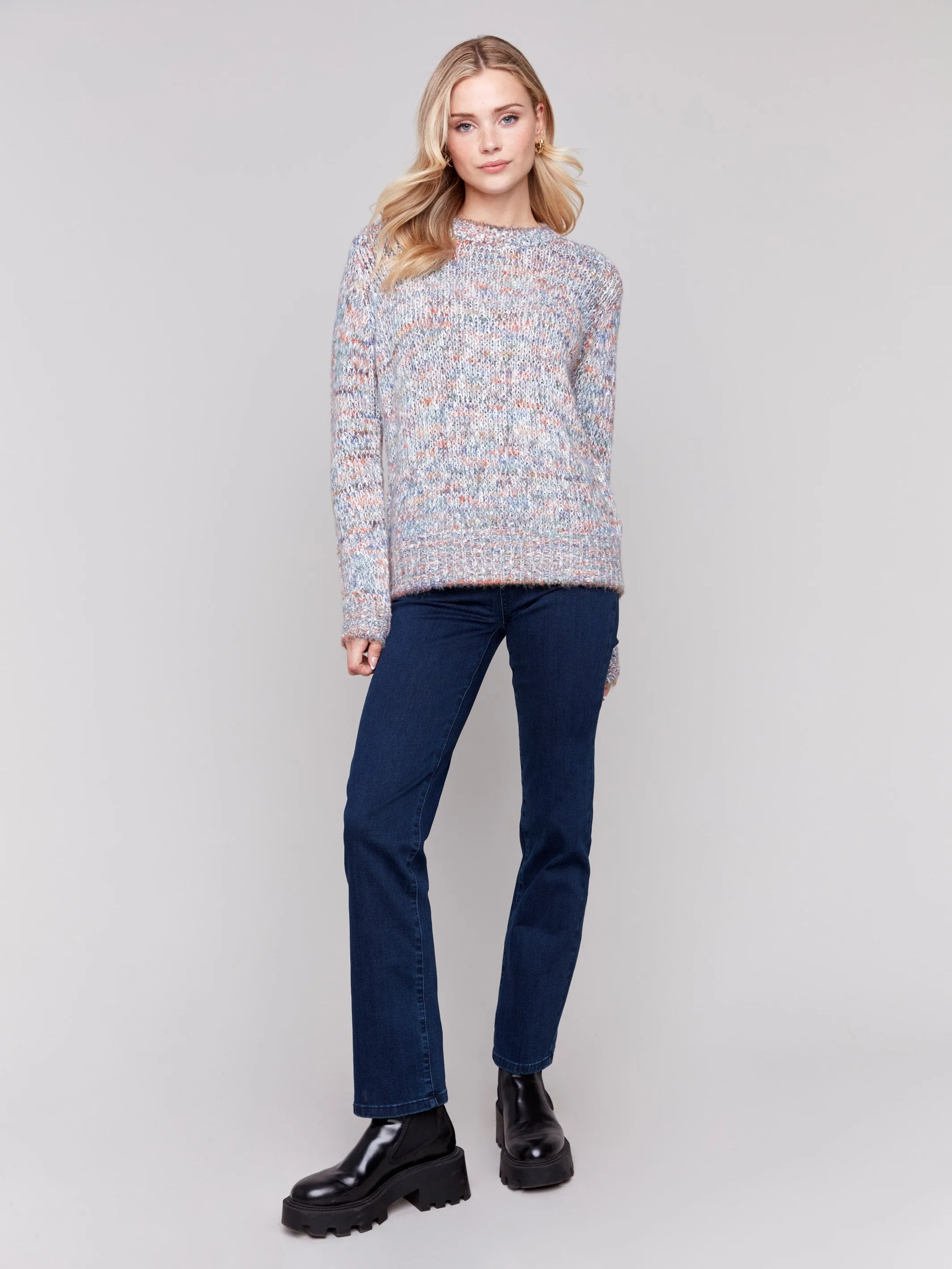 Space Dye Crew Neck Sweater - Peacock sold by Charlie B product image thumbnail 2